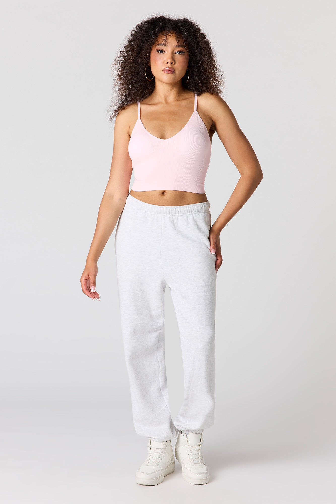 Seamless Ribbed V-Neck Braless Tank