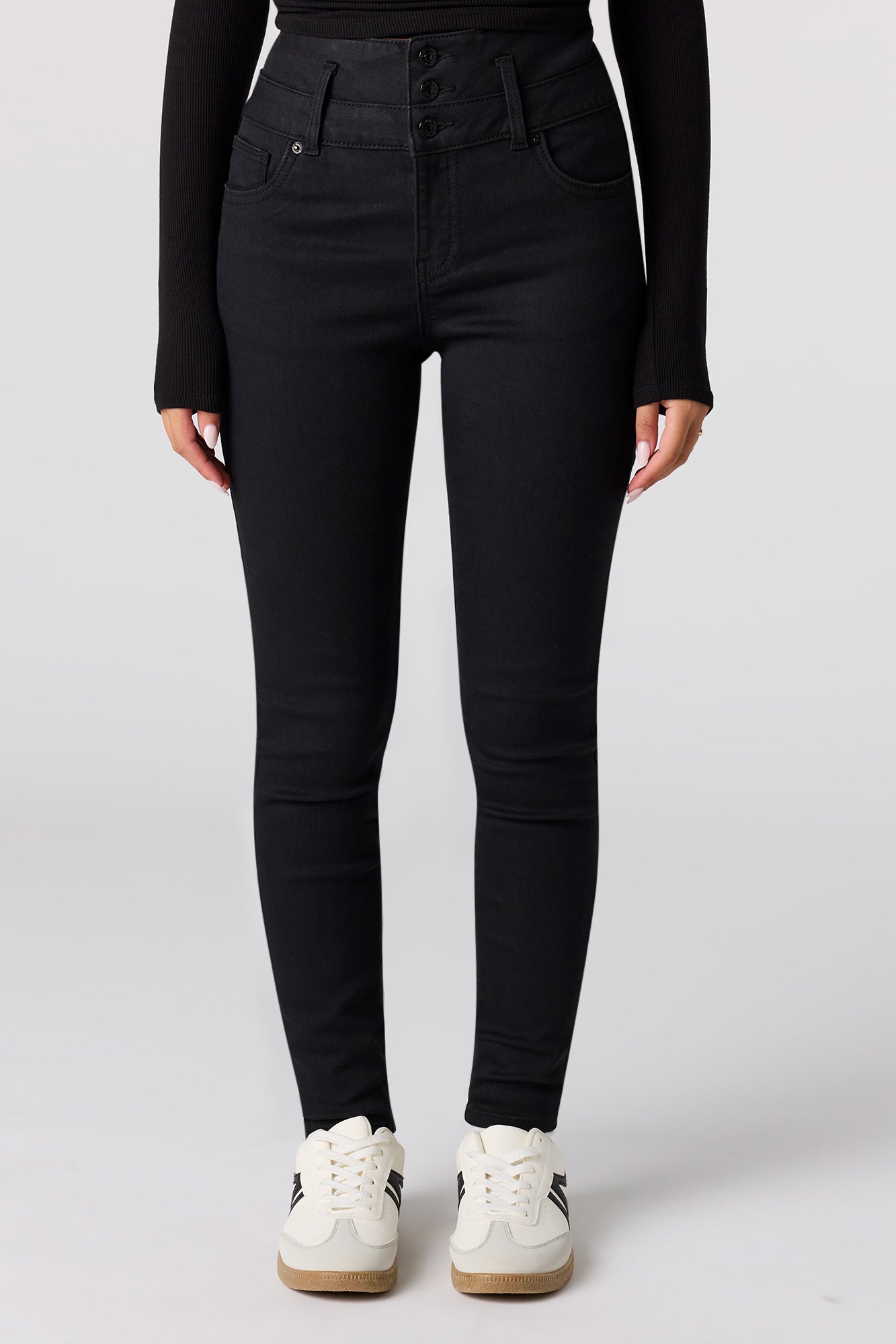 High Rise Push Up Skinny Black Jean
