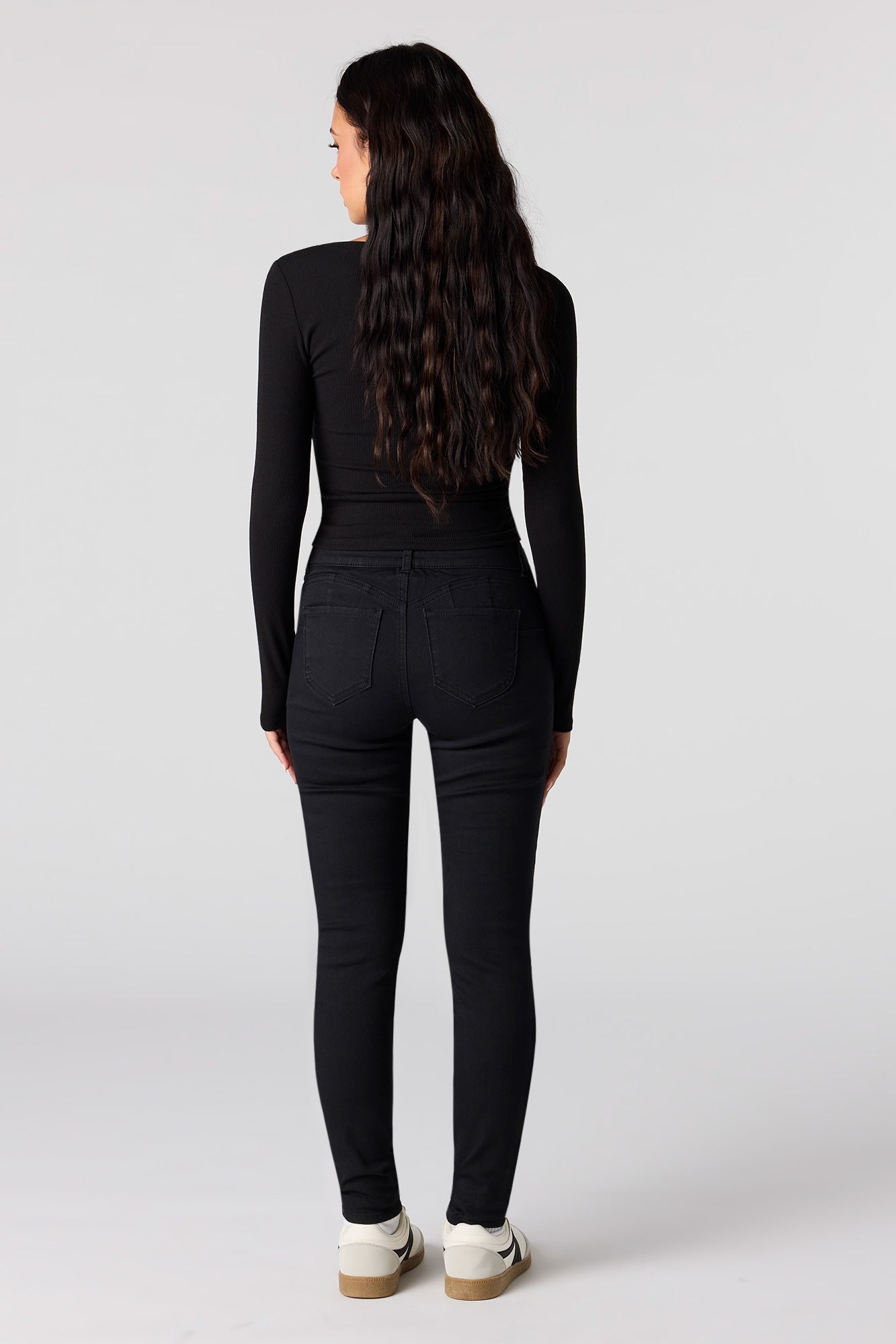 High Rise Push Up Skinny Black Jean
