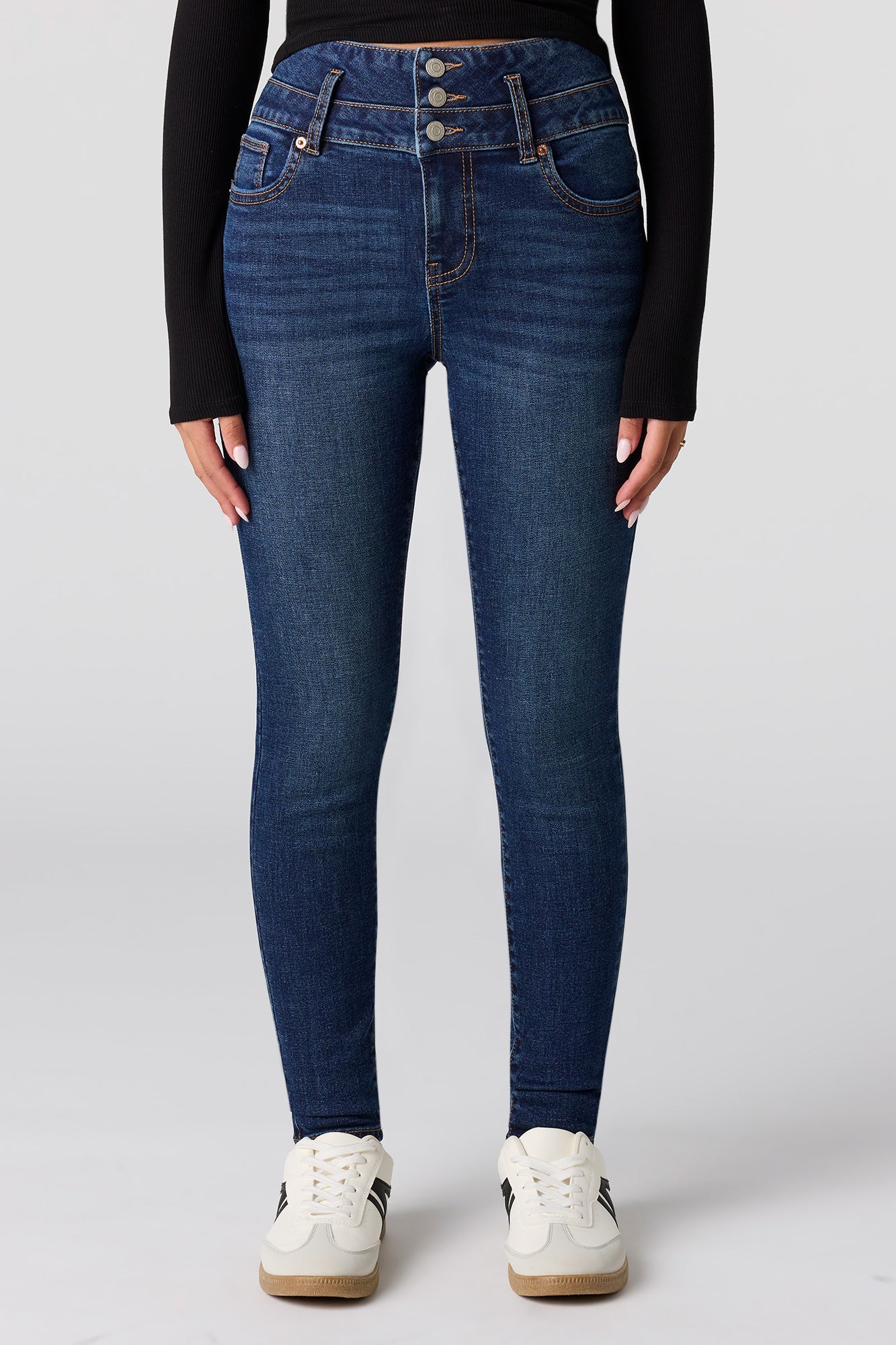 High Rise Push Up Skinny Dark Jean