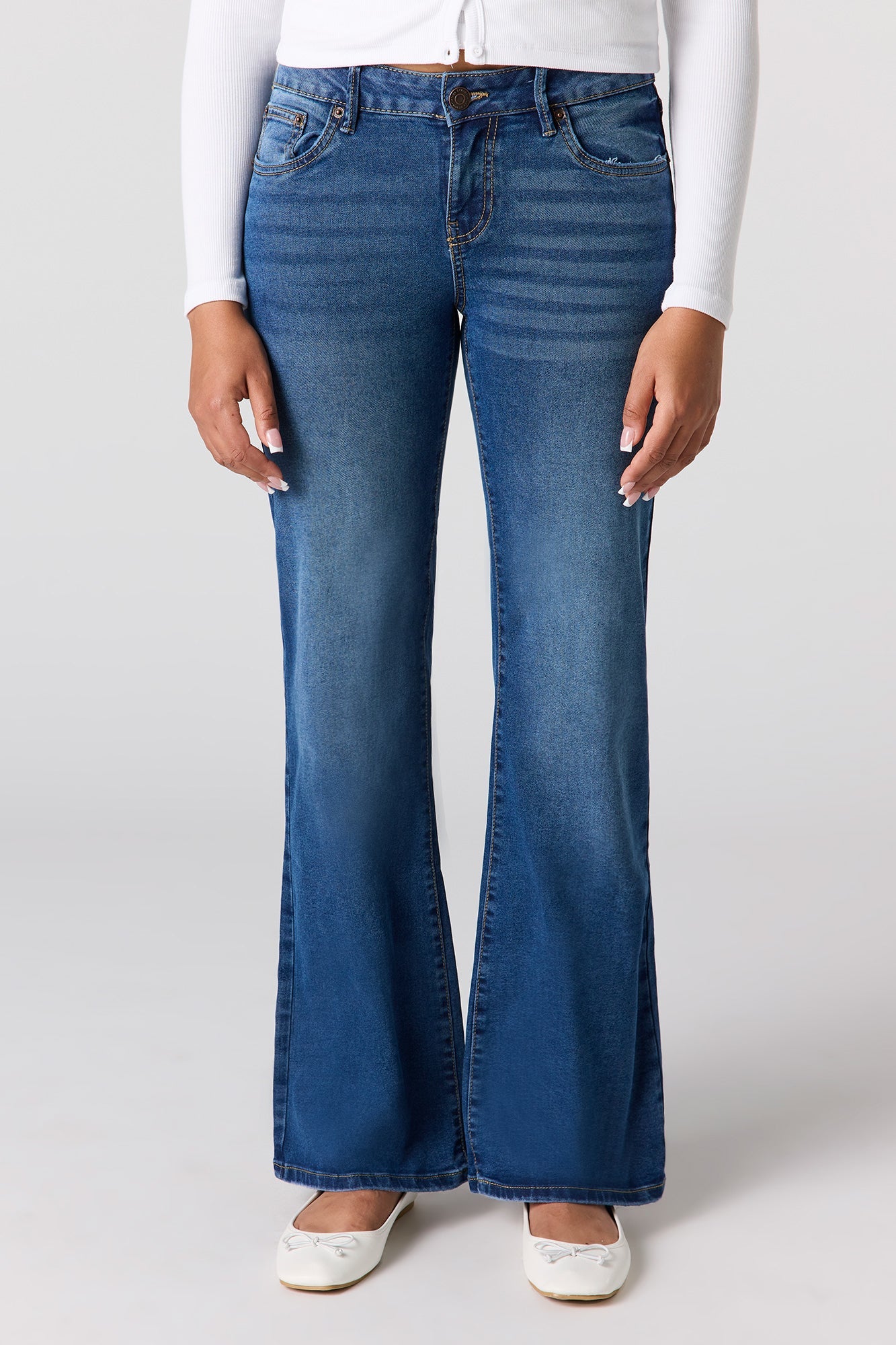 Low Rise Push Up Flare Dark Jean