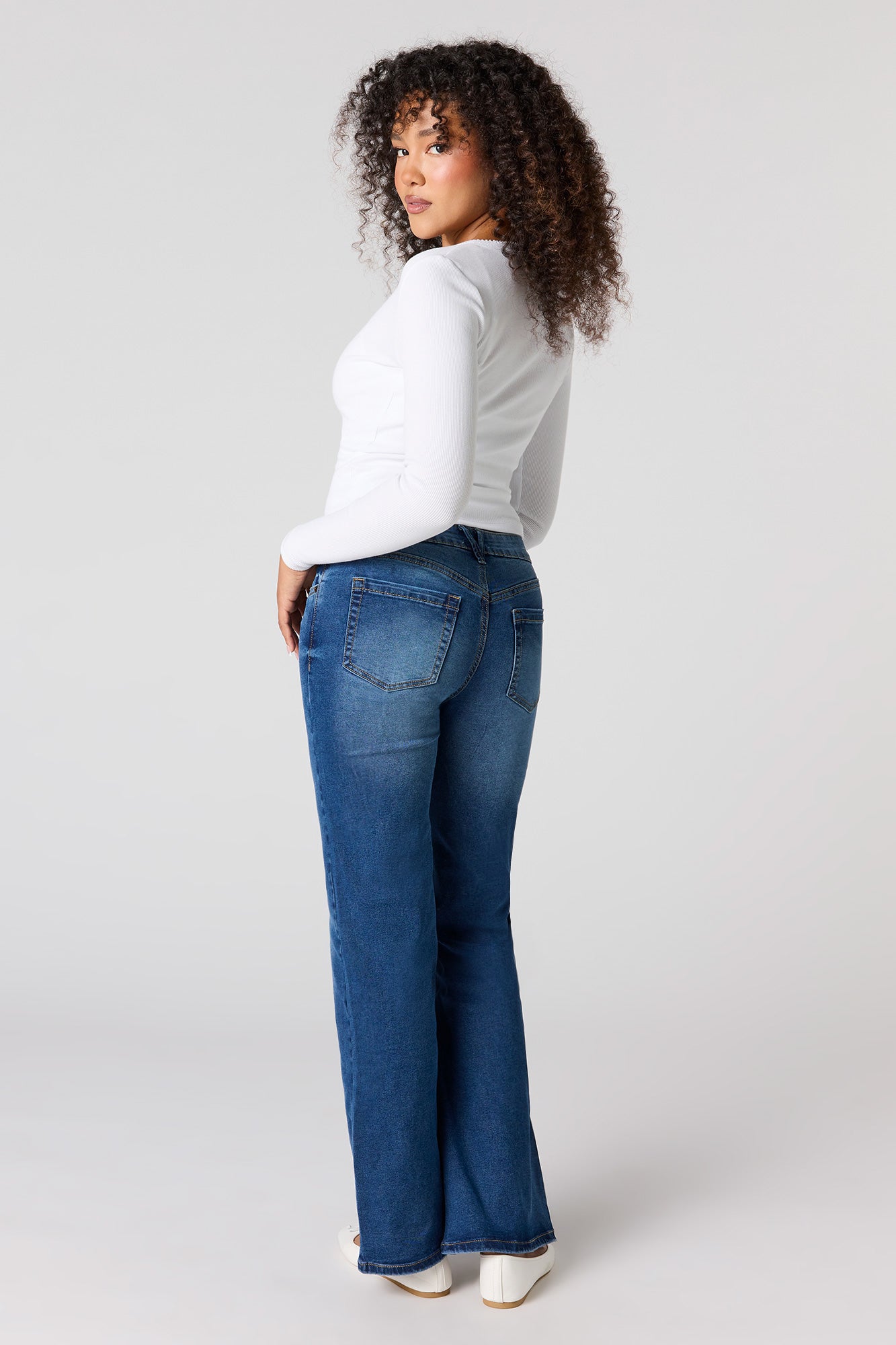 Low Rise Push Up Flare Dark Jean