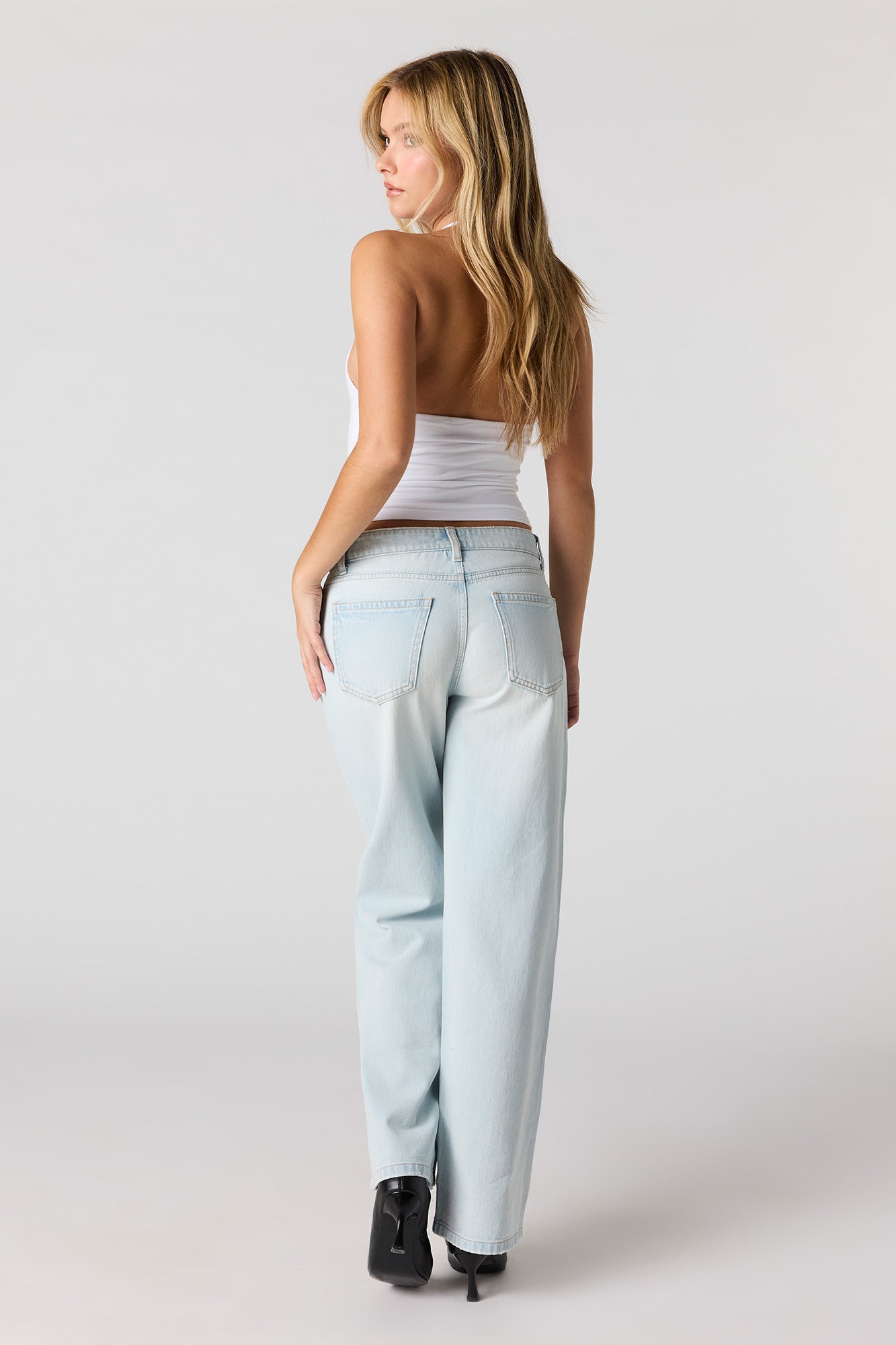 Low Rise Baggy Bleached Jean