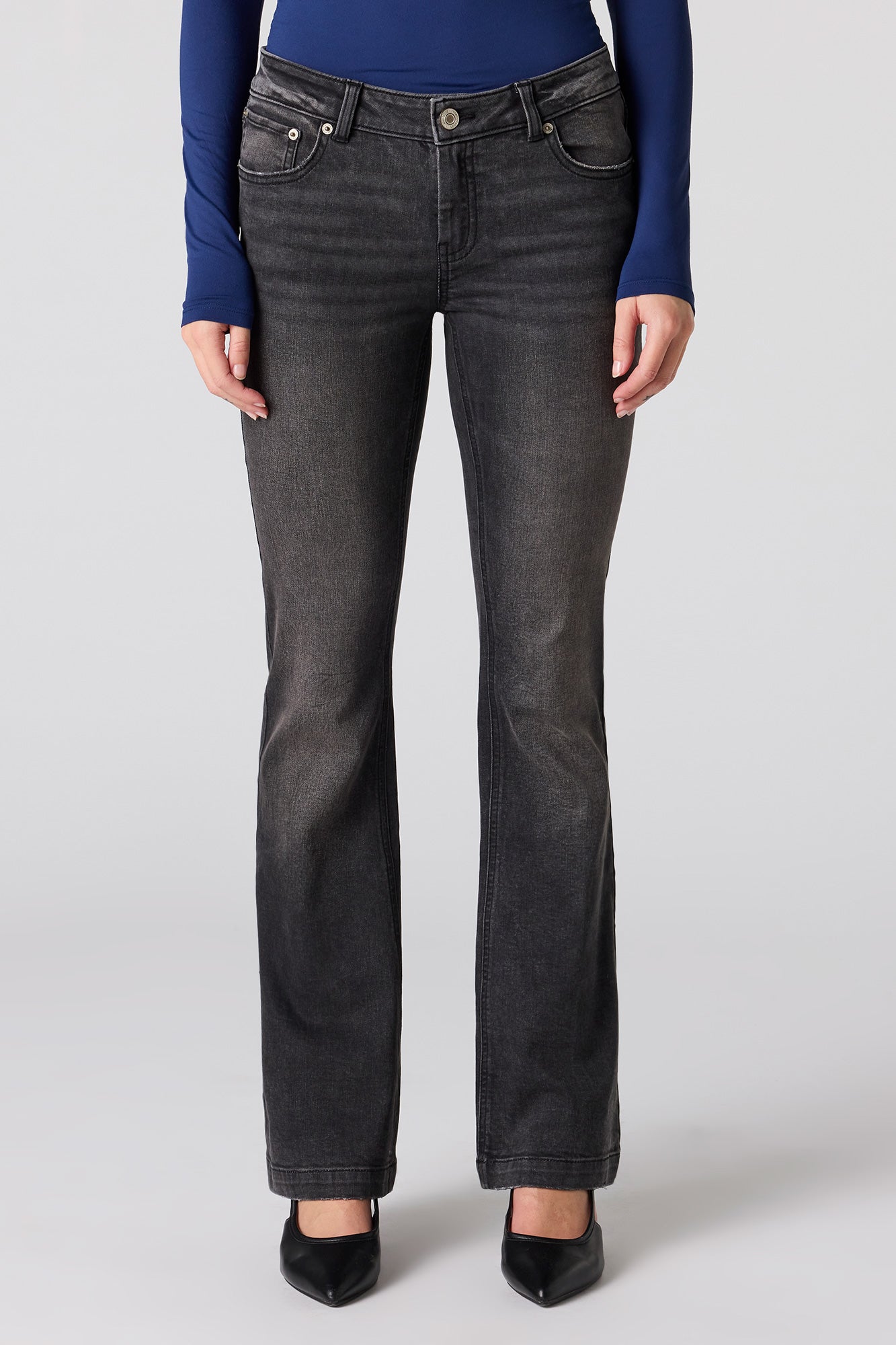 Stretch Low Rise Flare Black Jean