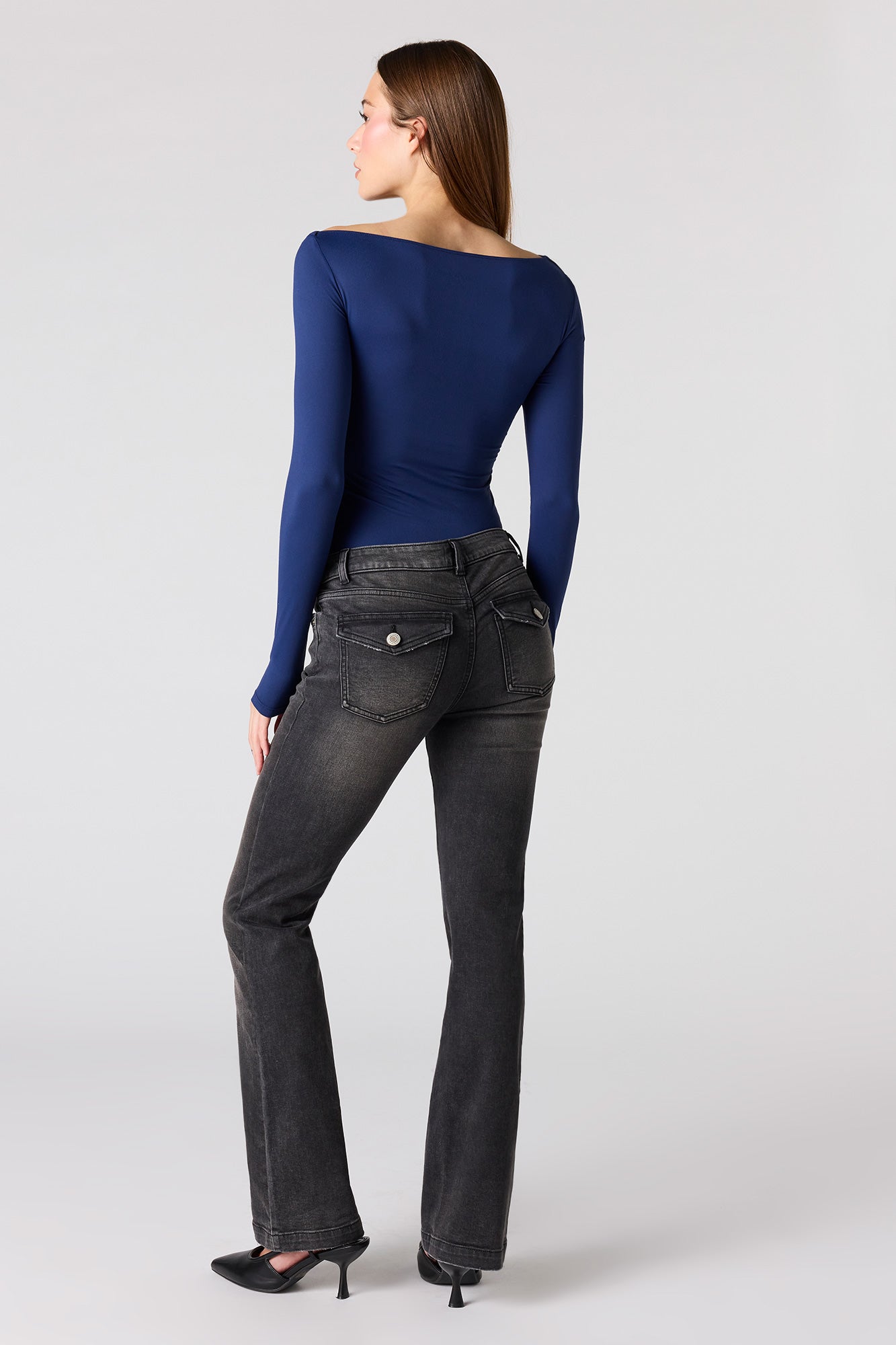 Stretch Low Rise Flare Black Jean