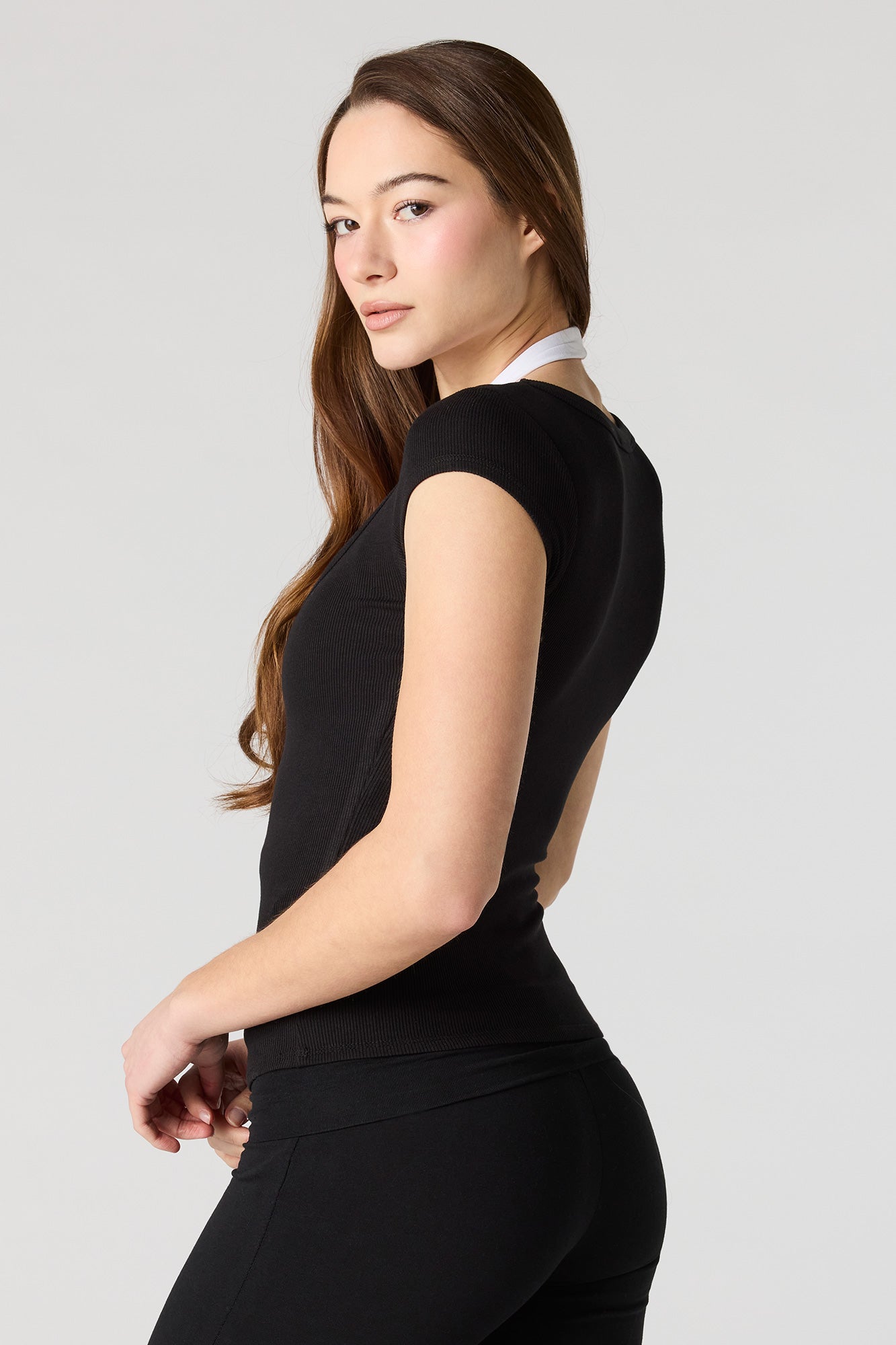 Ribbed Scoop Neck T-Shirt