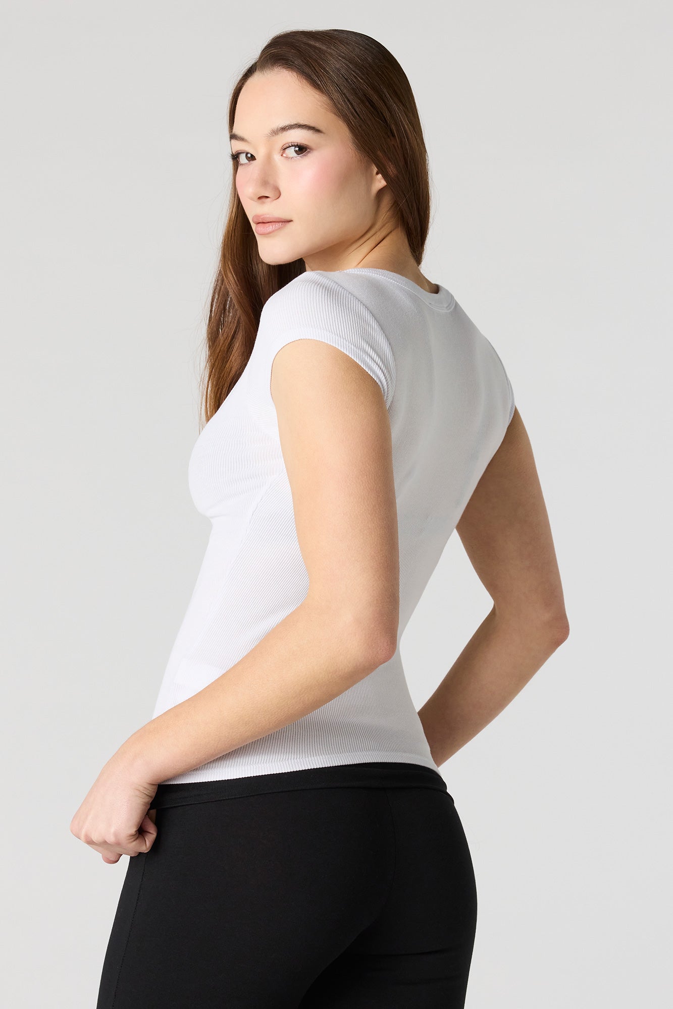 Ribbed Scoop Neck T-Shirt