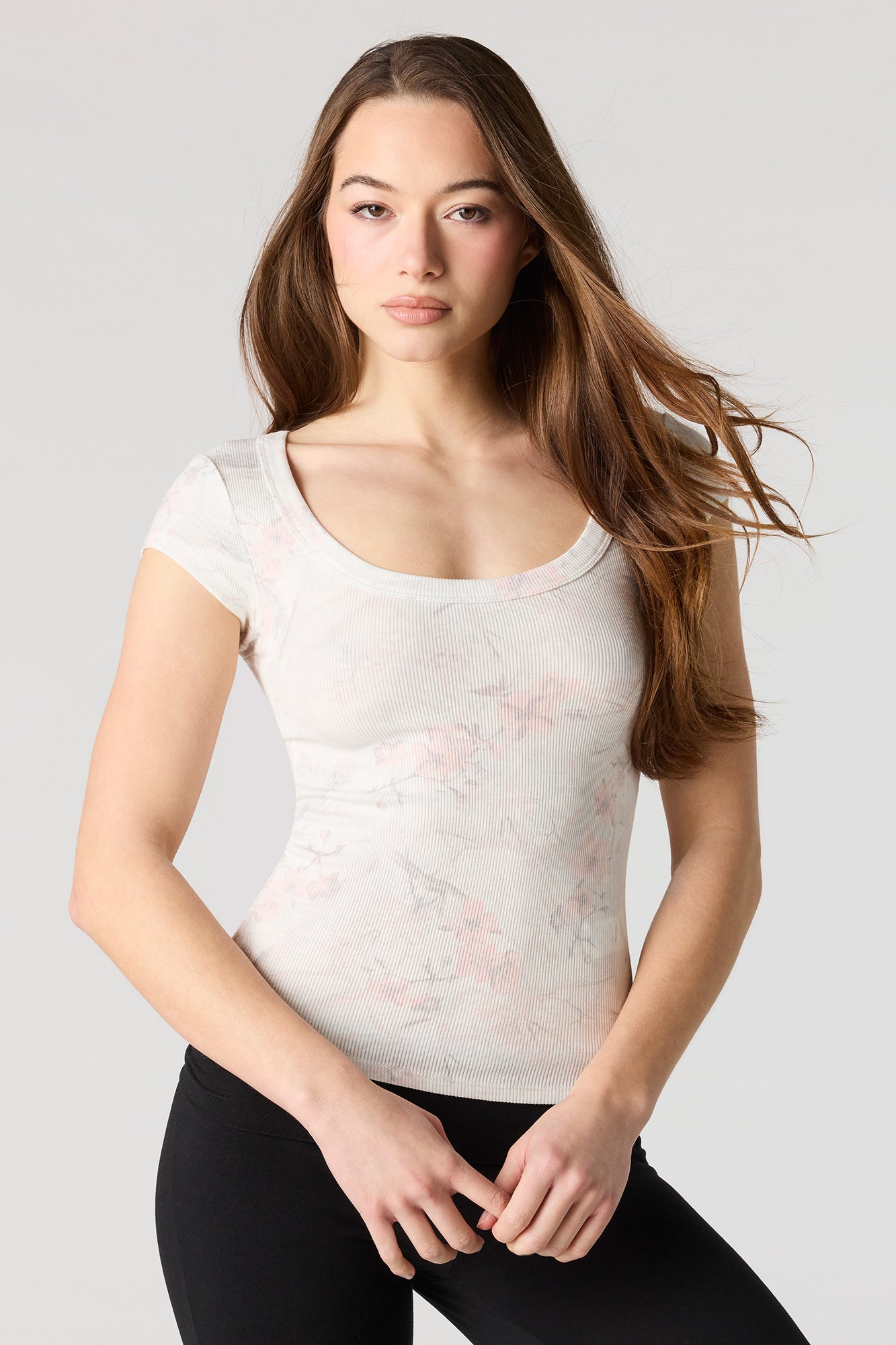 Ribbed Scoop Neck T-Shirt