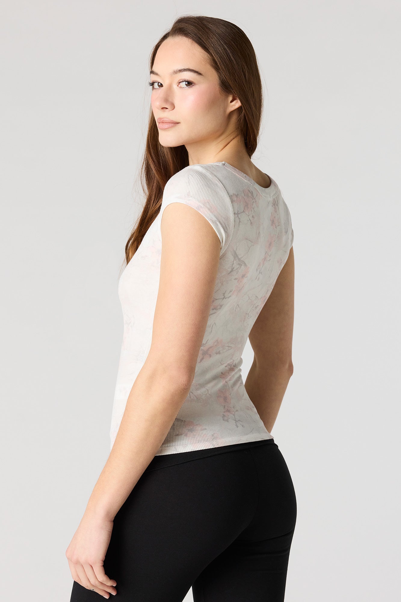 Ribbed Scoop Neck T-Shirt