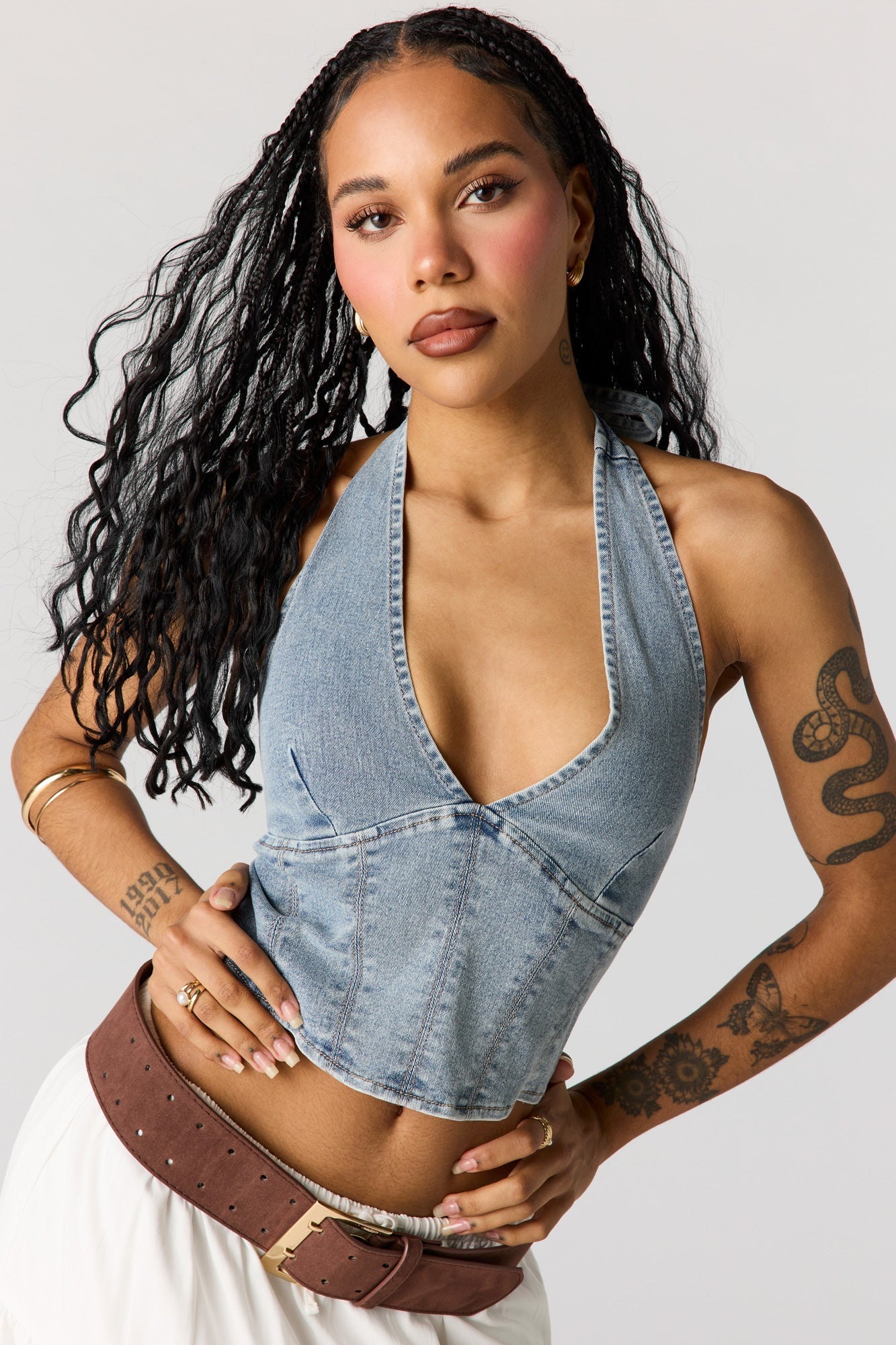 Denim Bustier Top