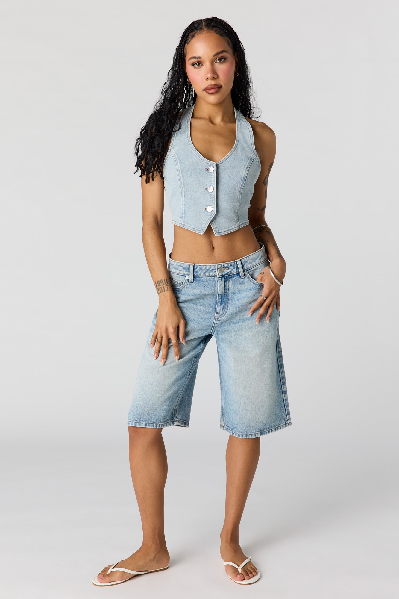 Button-Up Denim Vest