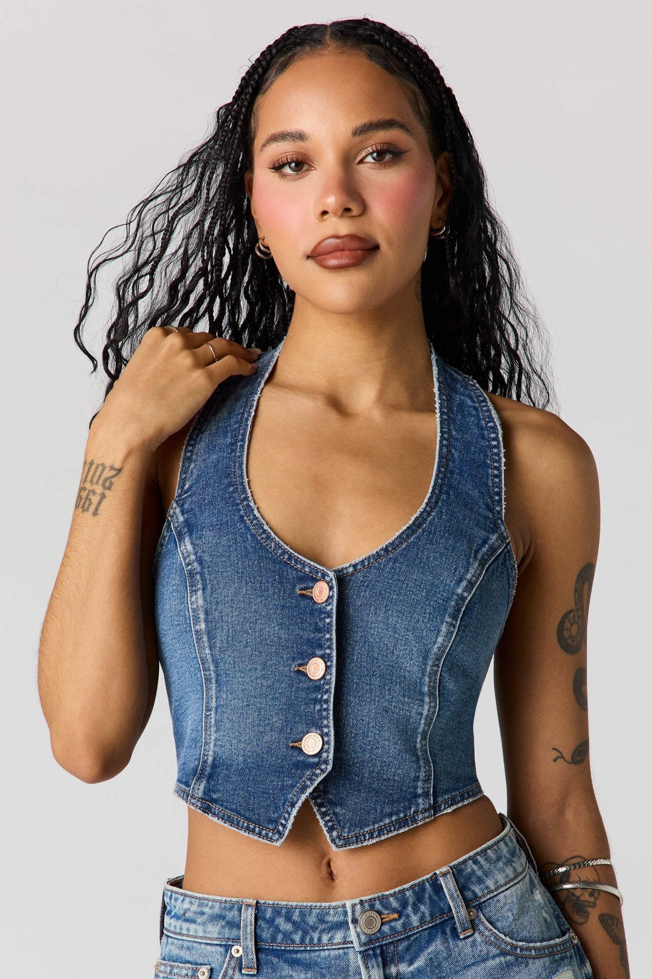 Button-Up Denim Vest