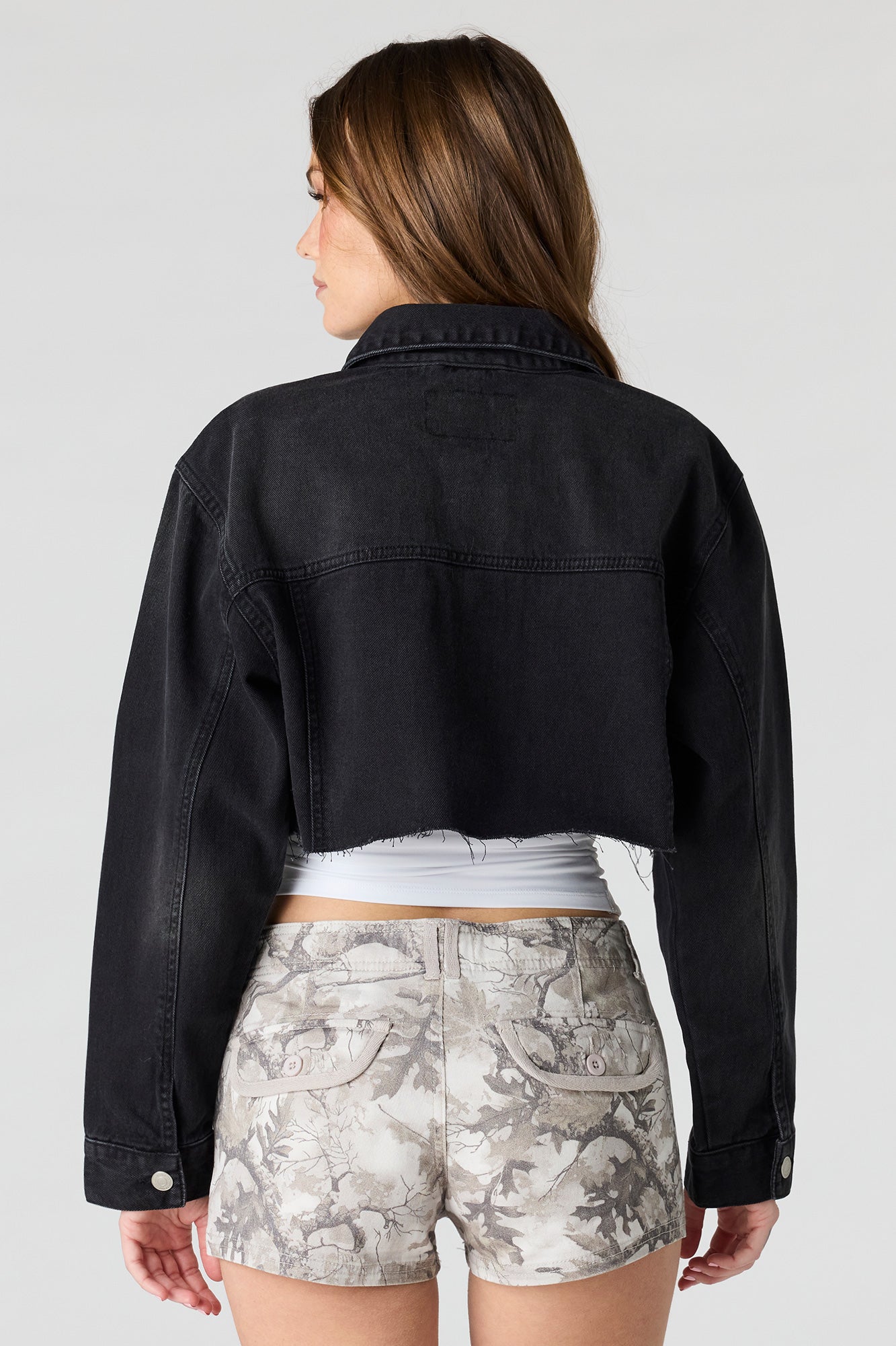Cropped Cut-Off Denim Jacket