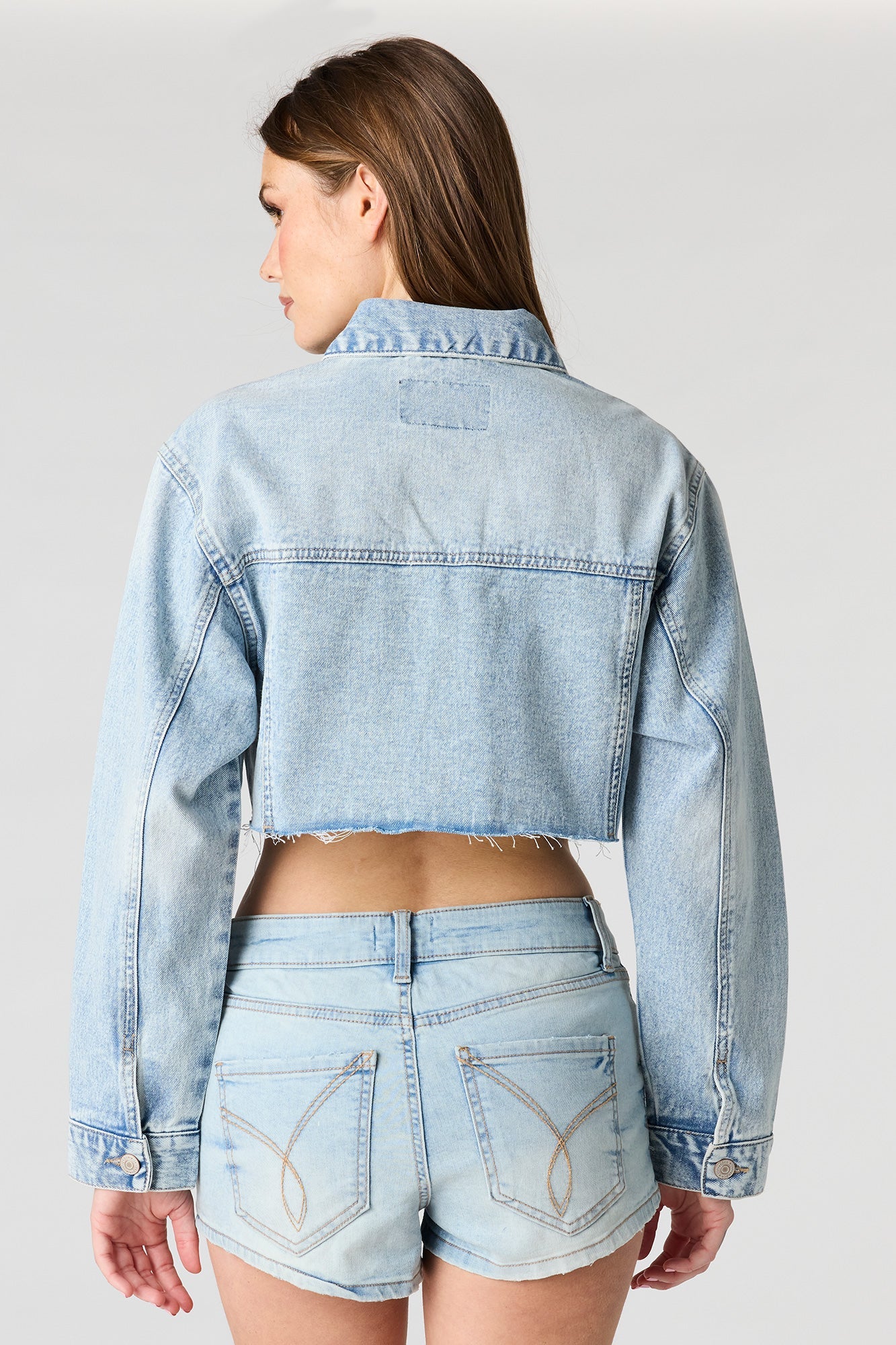 Cropped Cut-Off Denim Jacket