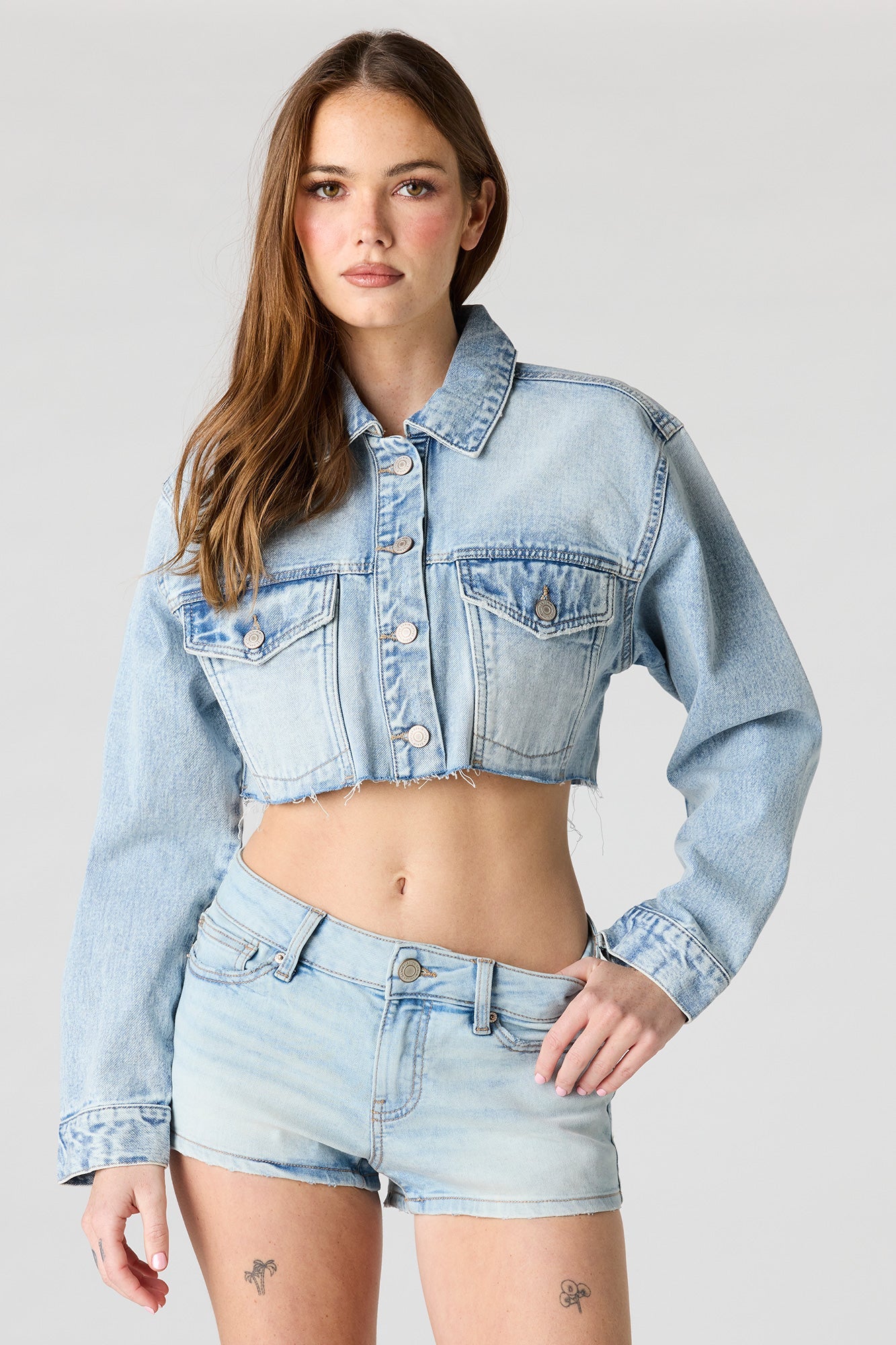 Cropped Cut-Off Denim Jacket