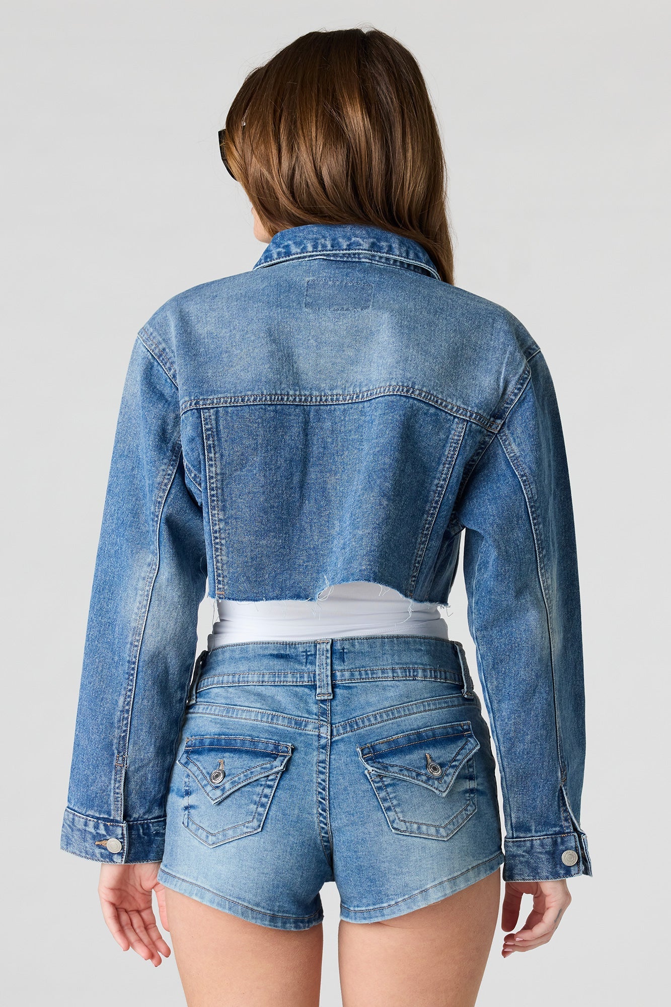 Cropped Cut-Off Denim Jacket