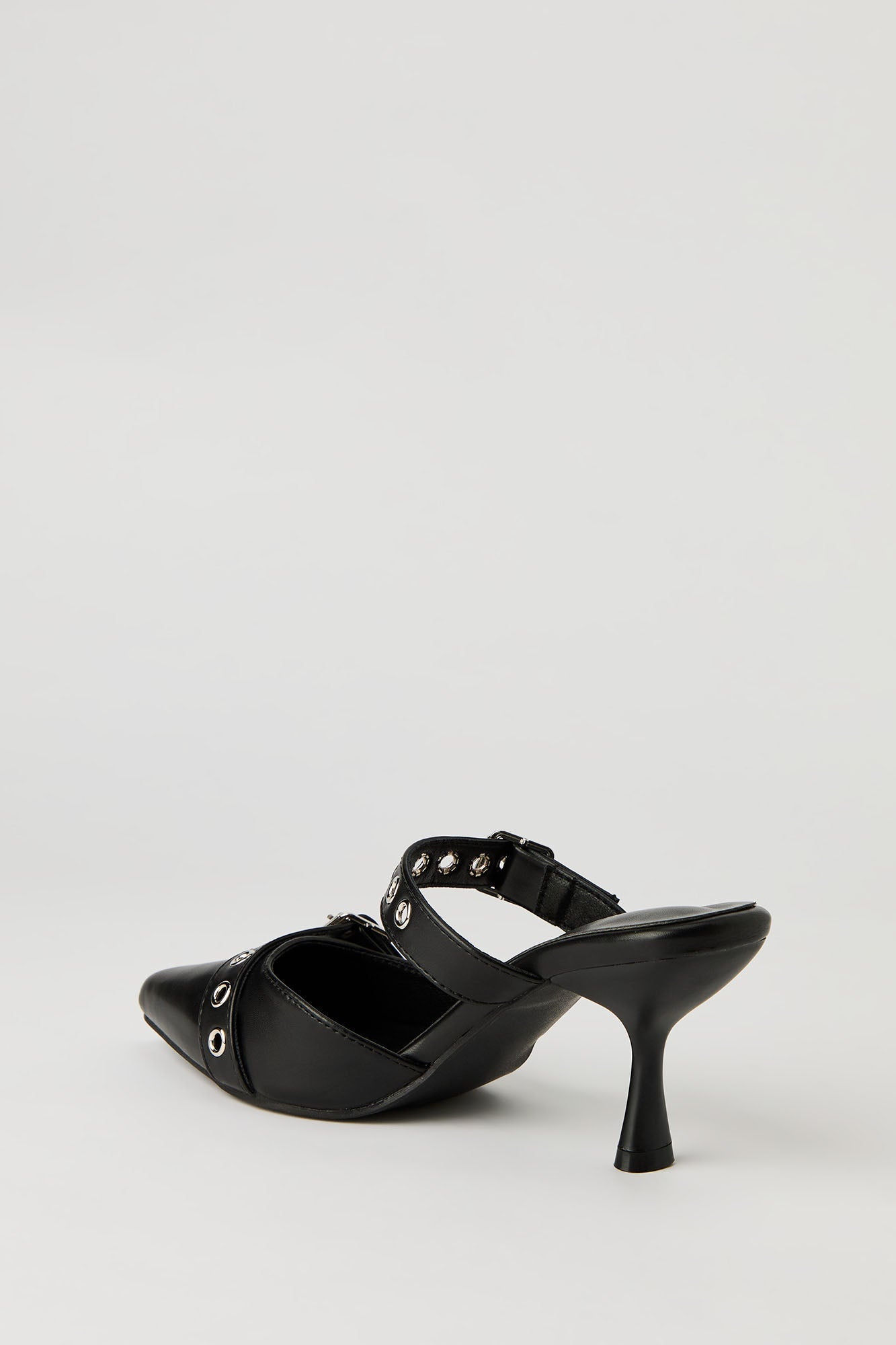 Faux Leather Buckled Kitten Heel