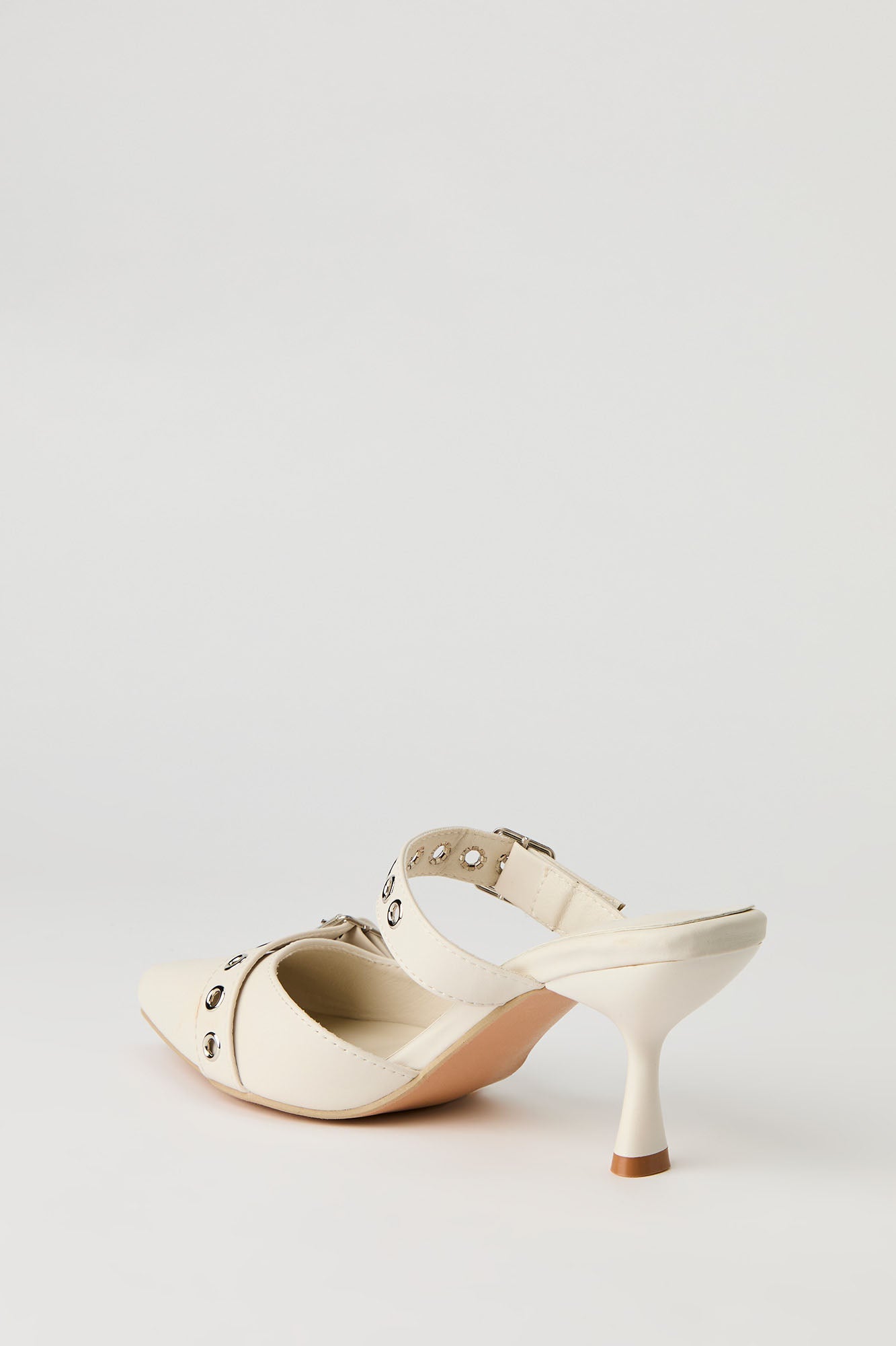 Faux Leather Buckled Kitten Heel