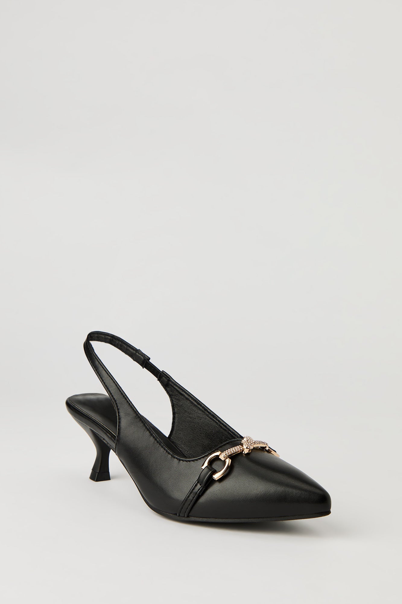 Rhinestone Knit Detail Kitten Heel