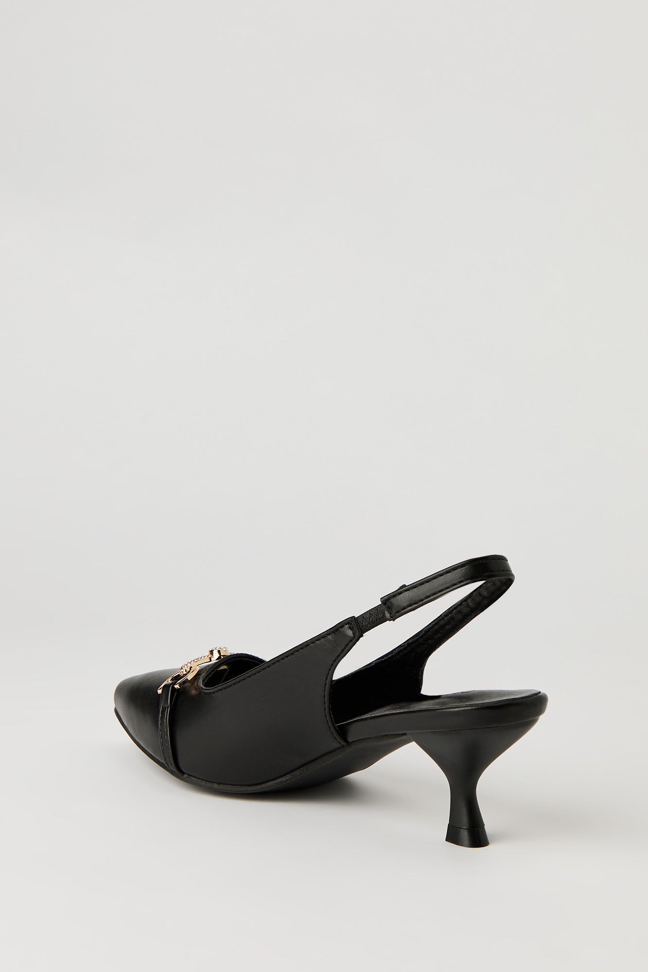 Rhinestone Knit Detail Kitten Heel