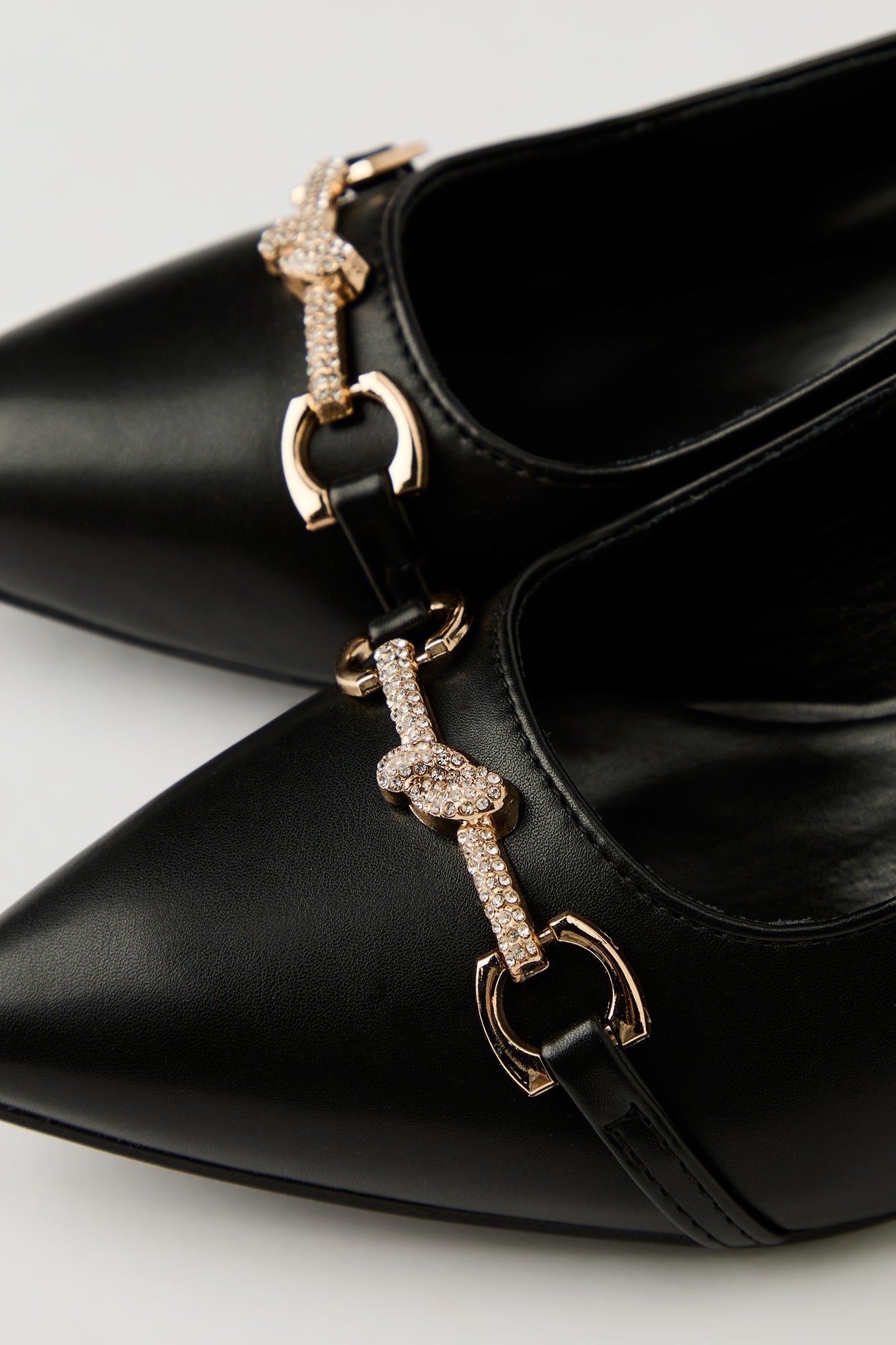 Rhinestone Knit Detail Kitten Heel