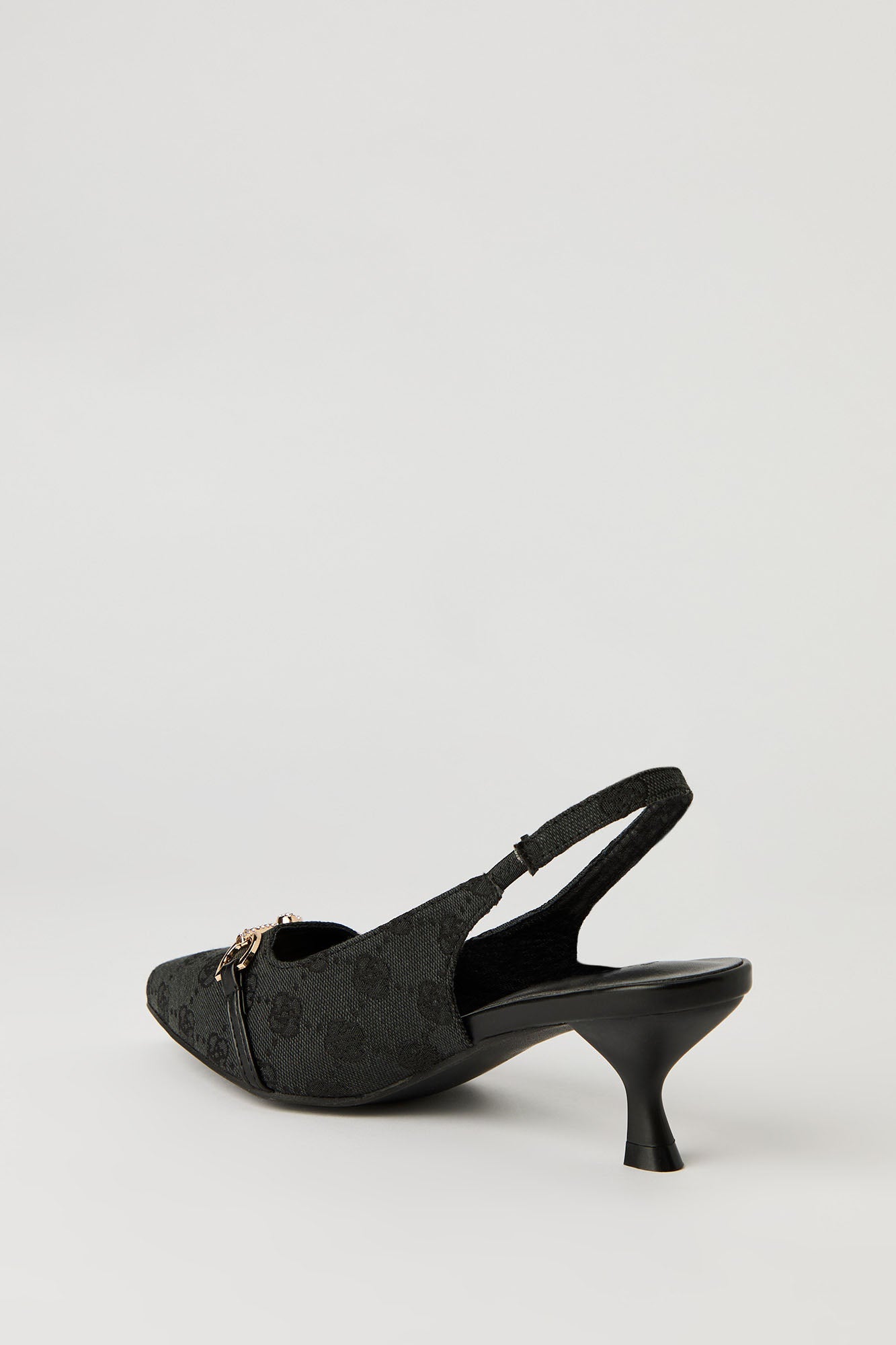 Rhinestone Knit Detail Kitten Heel