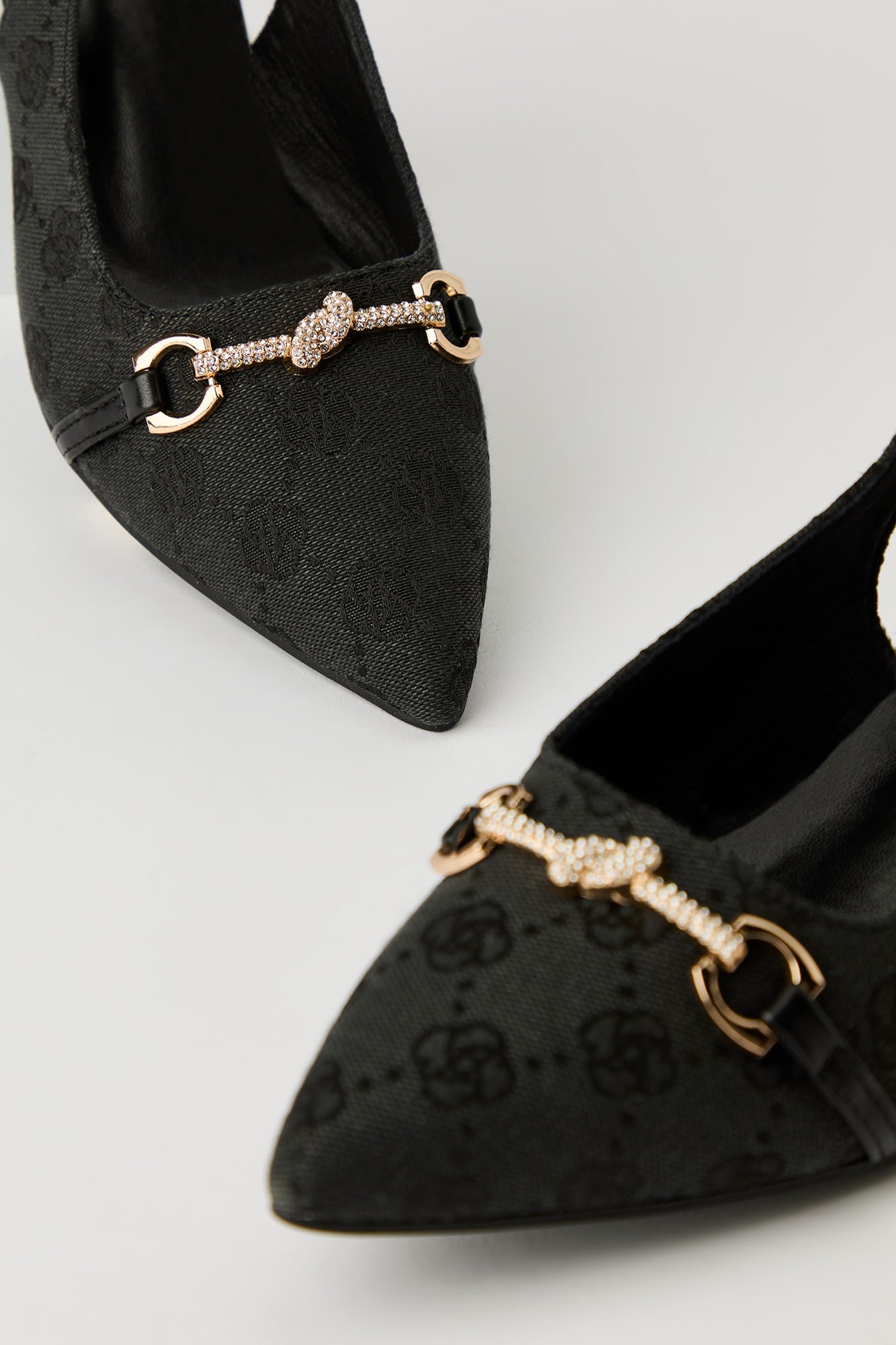 Rhinestone Knit Detail Kitten Heel