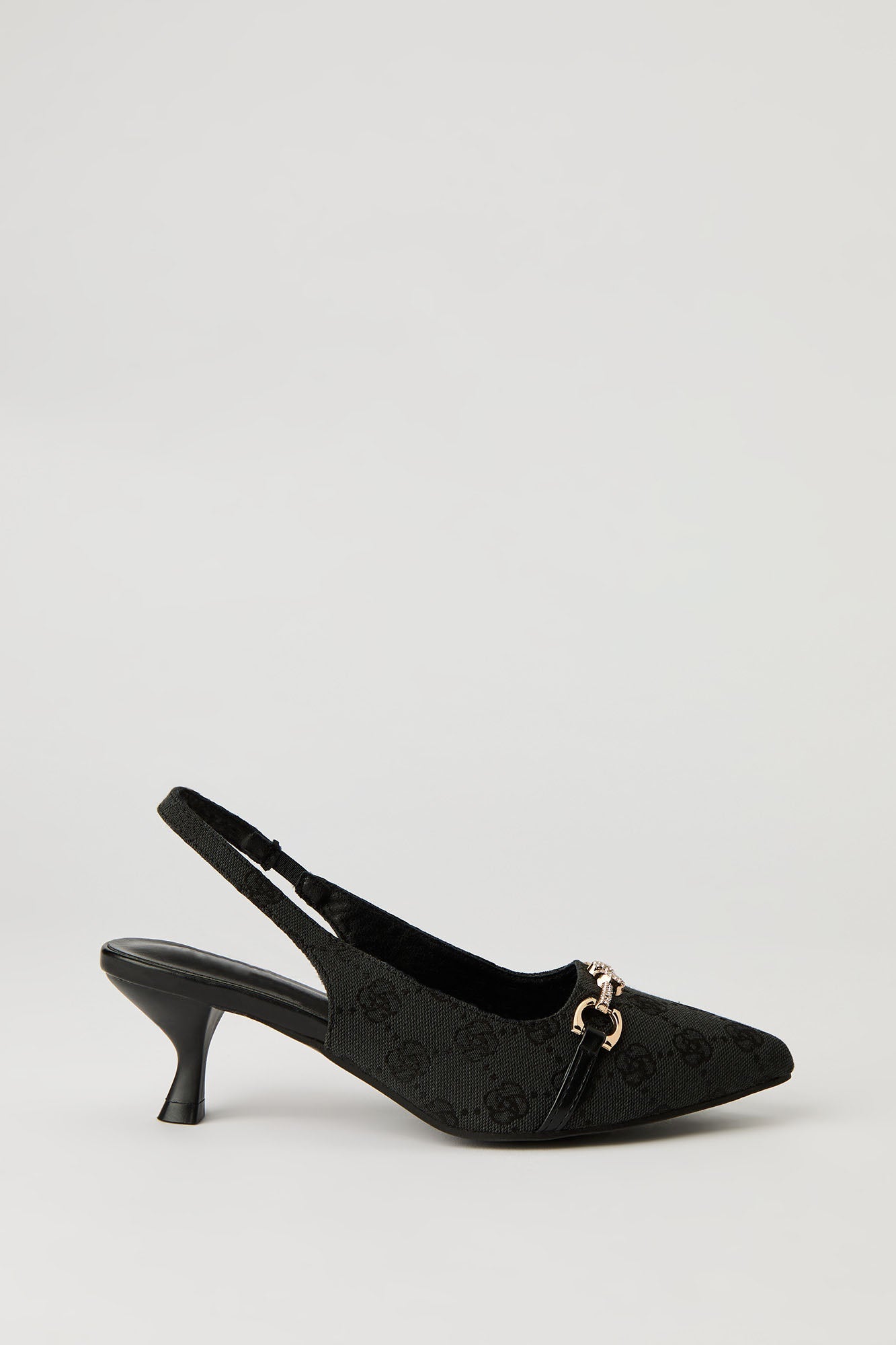Rhinestone Knit Detail Kitten Heel