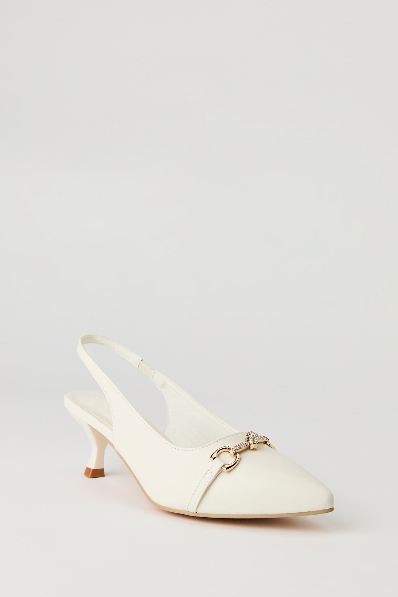 Rhinestone Knit Detail Kitten Heel