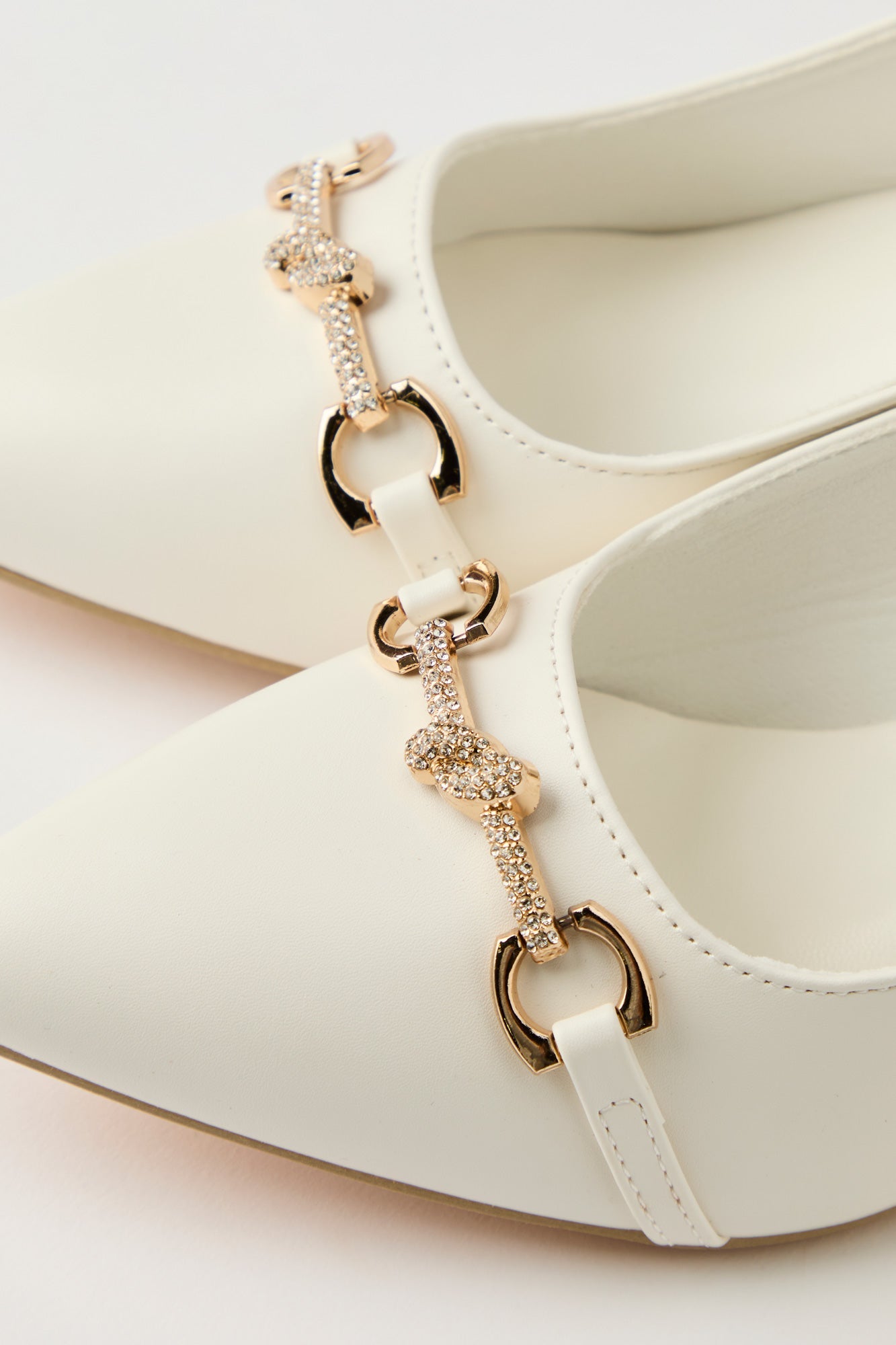 Rhinestone Knit Detail Kitten Heel