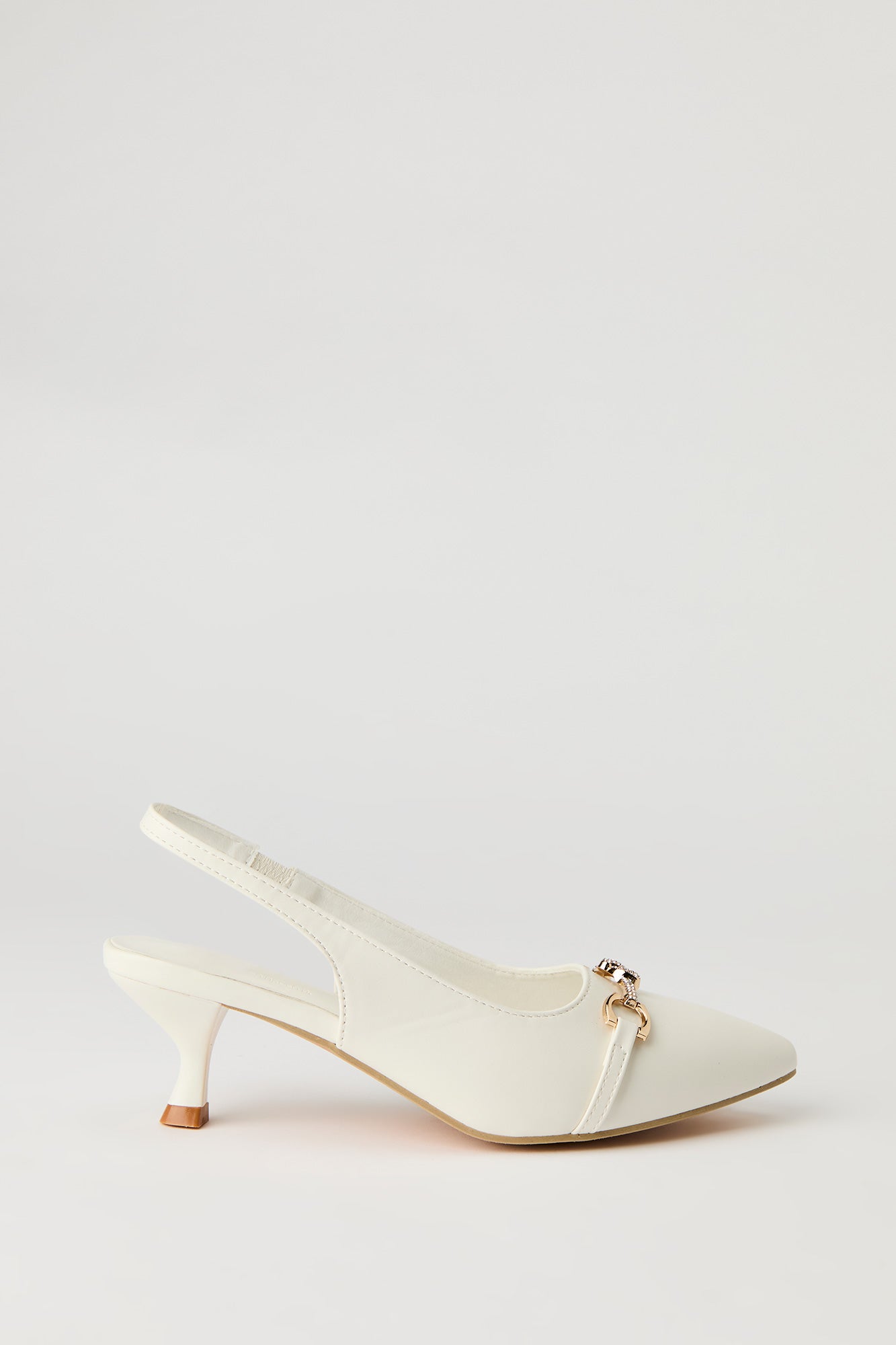 Rhinestone Knit Detail Kitten Heel