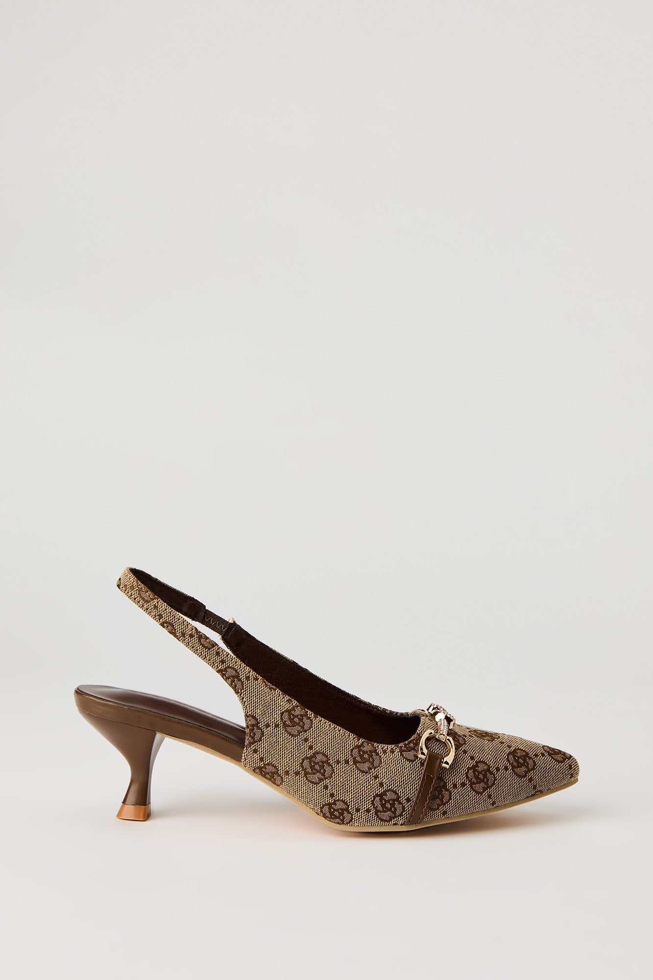 Rhinestone Knit Detail Kitten Heel