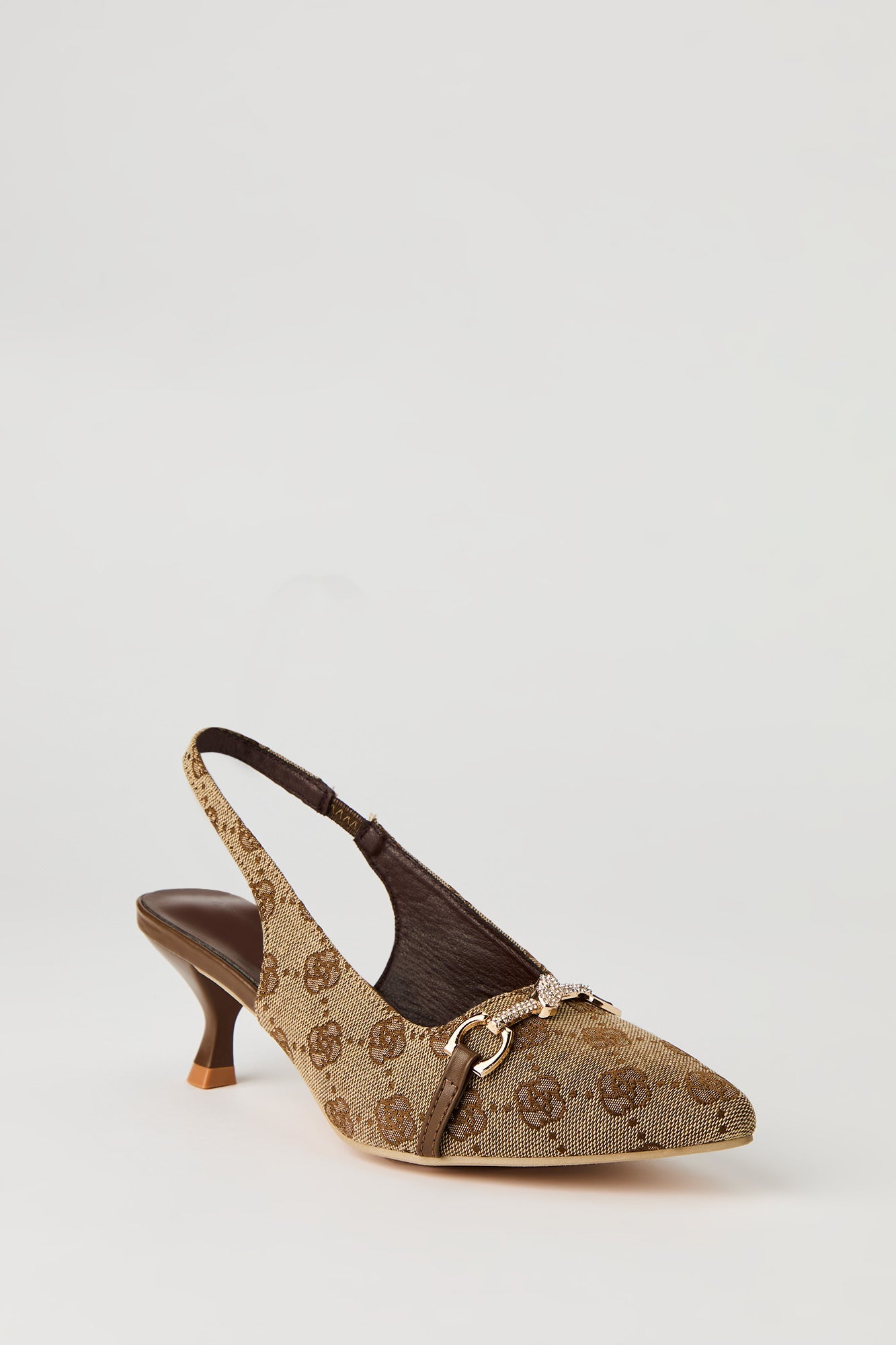 Rhinestone Knit Detail Kitten Heel