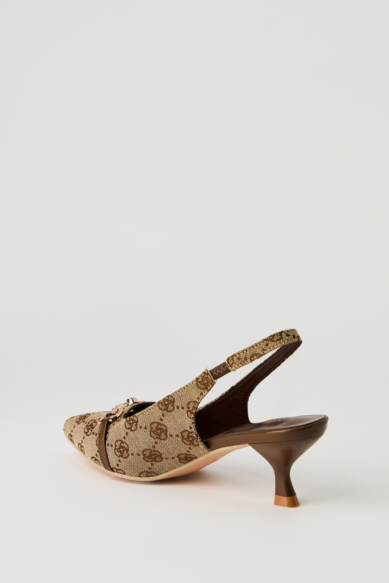 Rhinestone Knit Detail Kitten Heel
