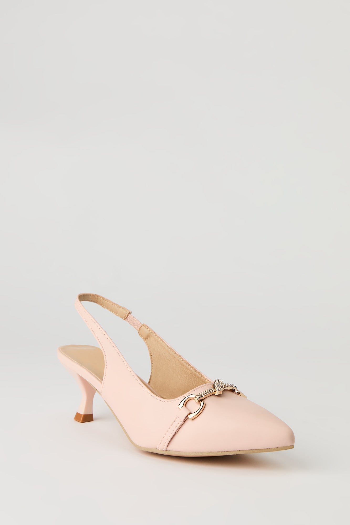 Rhinestone Knit Detail Kitten Heel