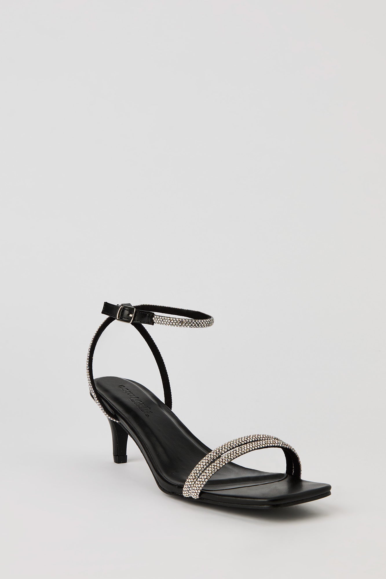 Rhinestone Strappy Kitten Heel