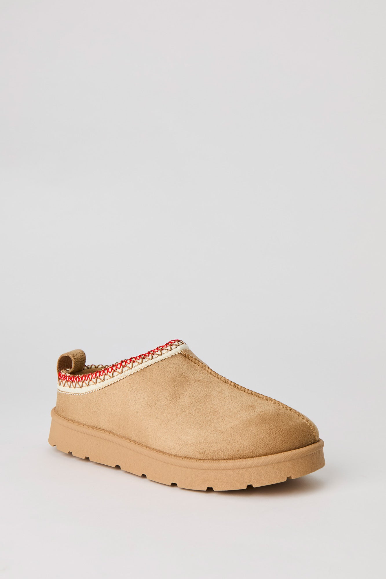 Faux Suede Embroidered Slipper Booties