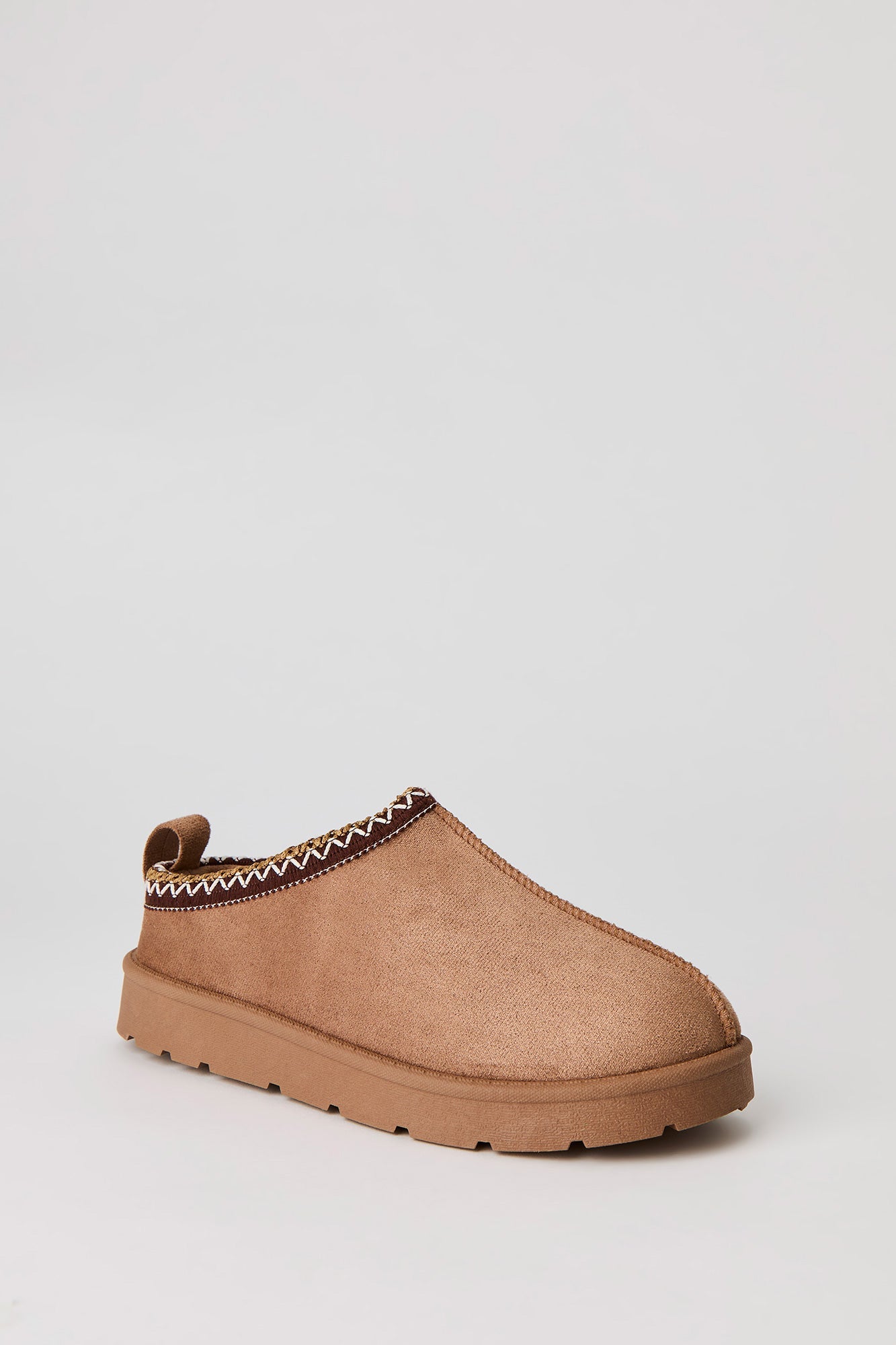 Faux Suede Embroidered Slipper Booties