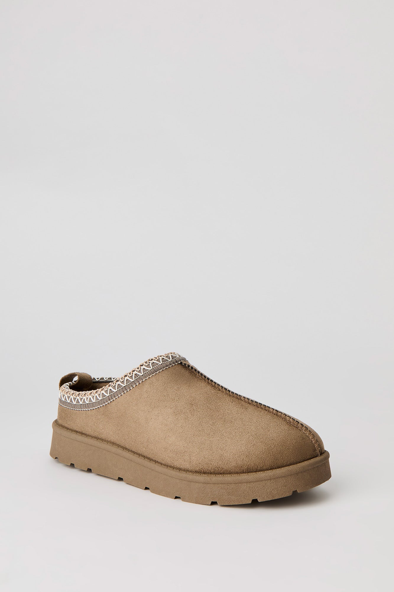 Faux Suede Embroidered Slipper Booties