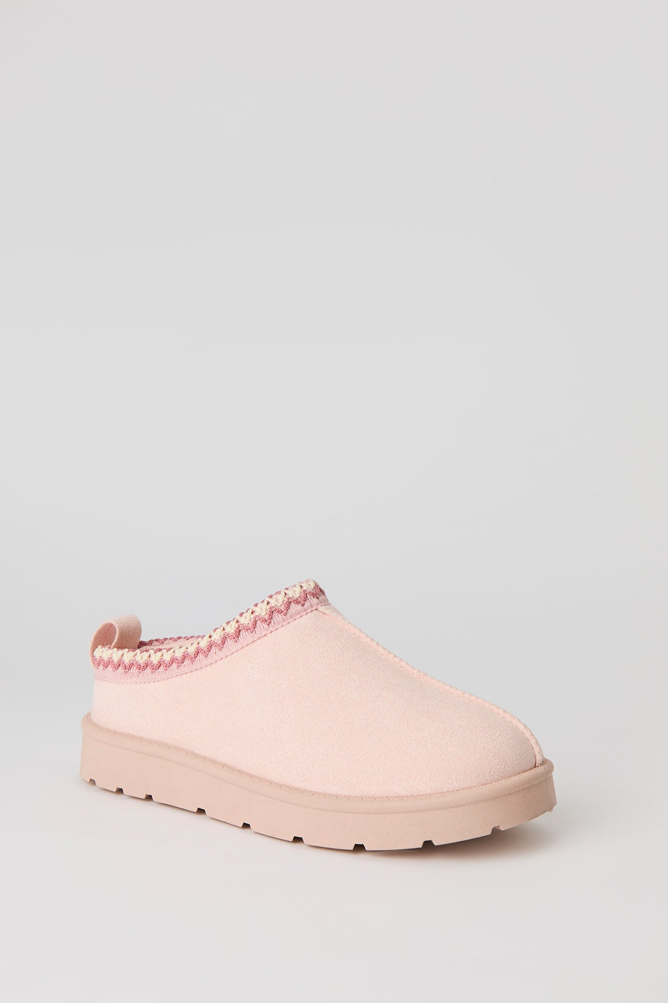 Faux Suede Embroidered Slipper Booties