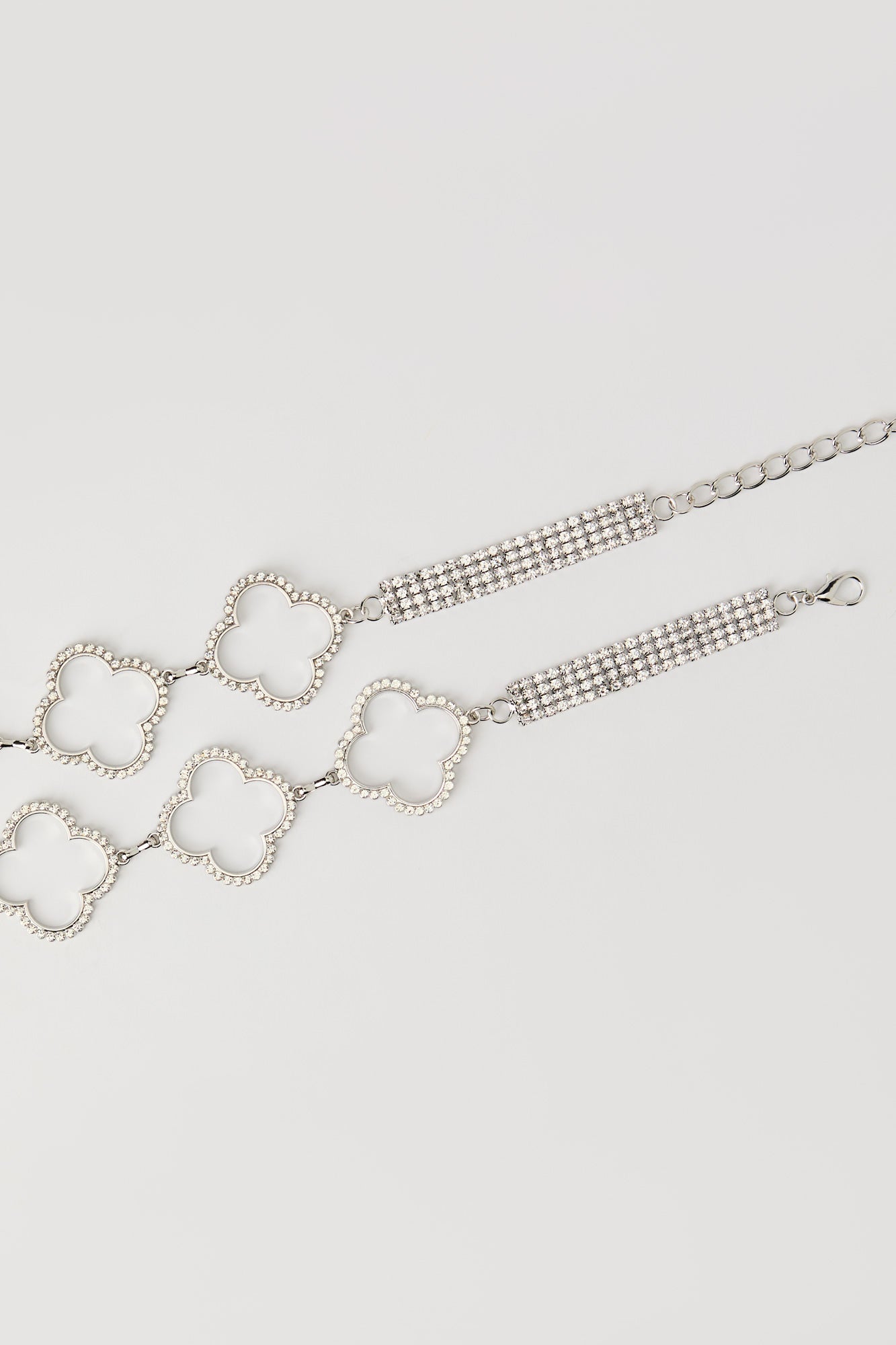Rhinestone Clover Chain Belt