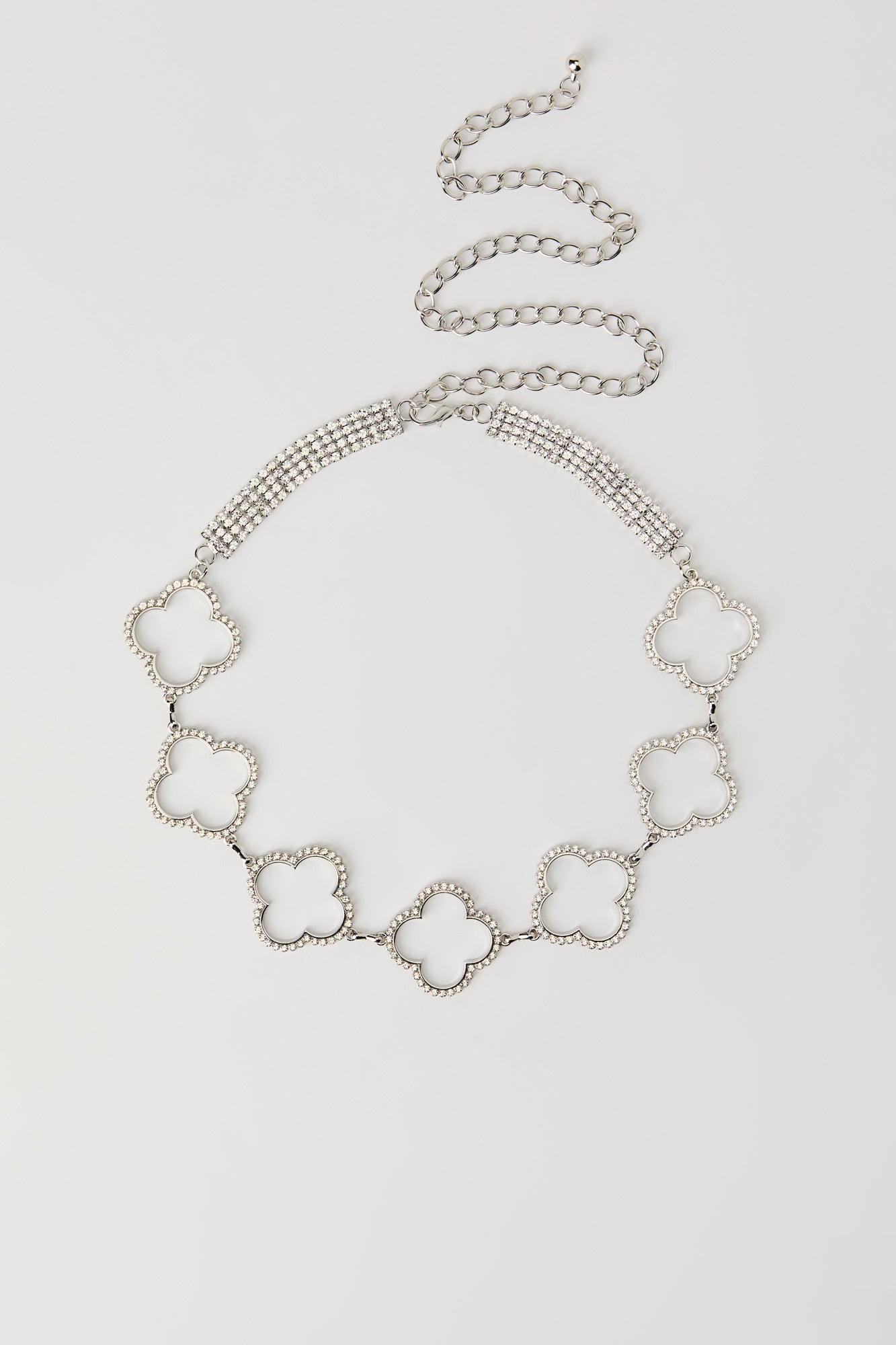 Rhinestone Clover Chain Belt