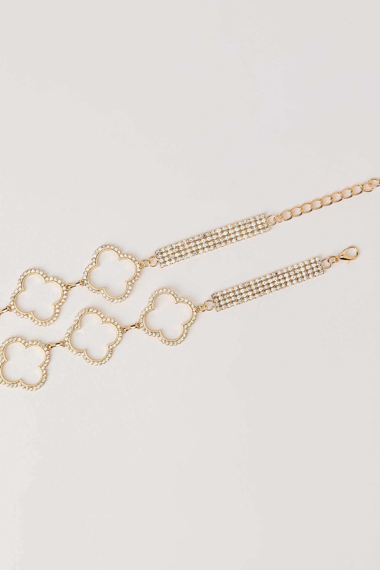 Rhinestone Clover Chain Belt