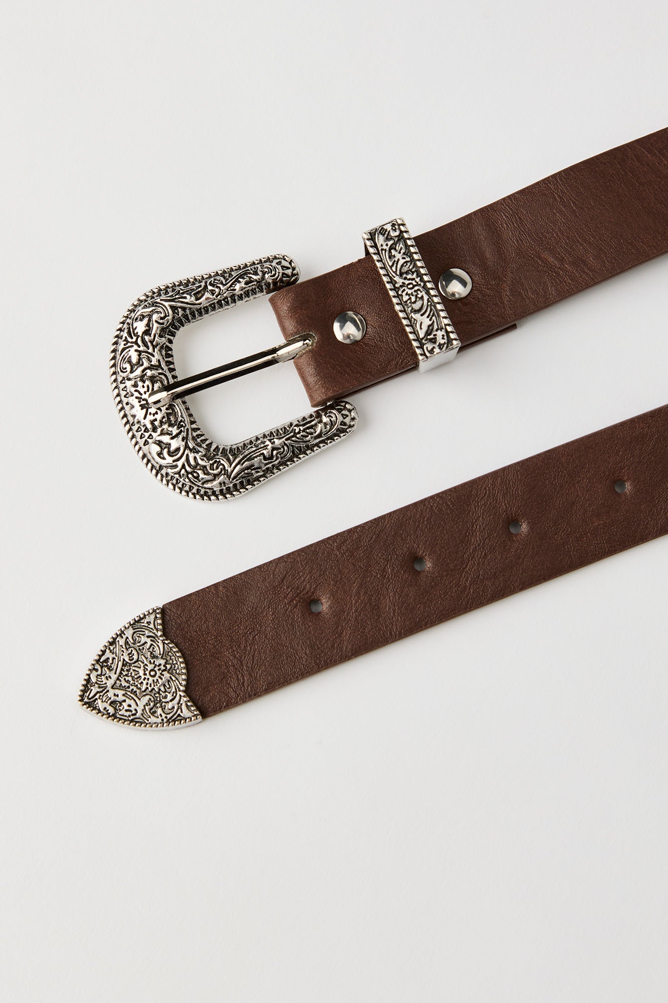 Faux Leather Engraved Western Belt