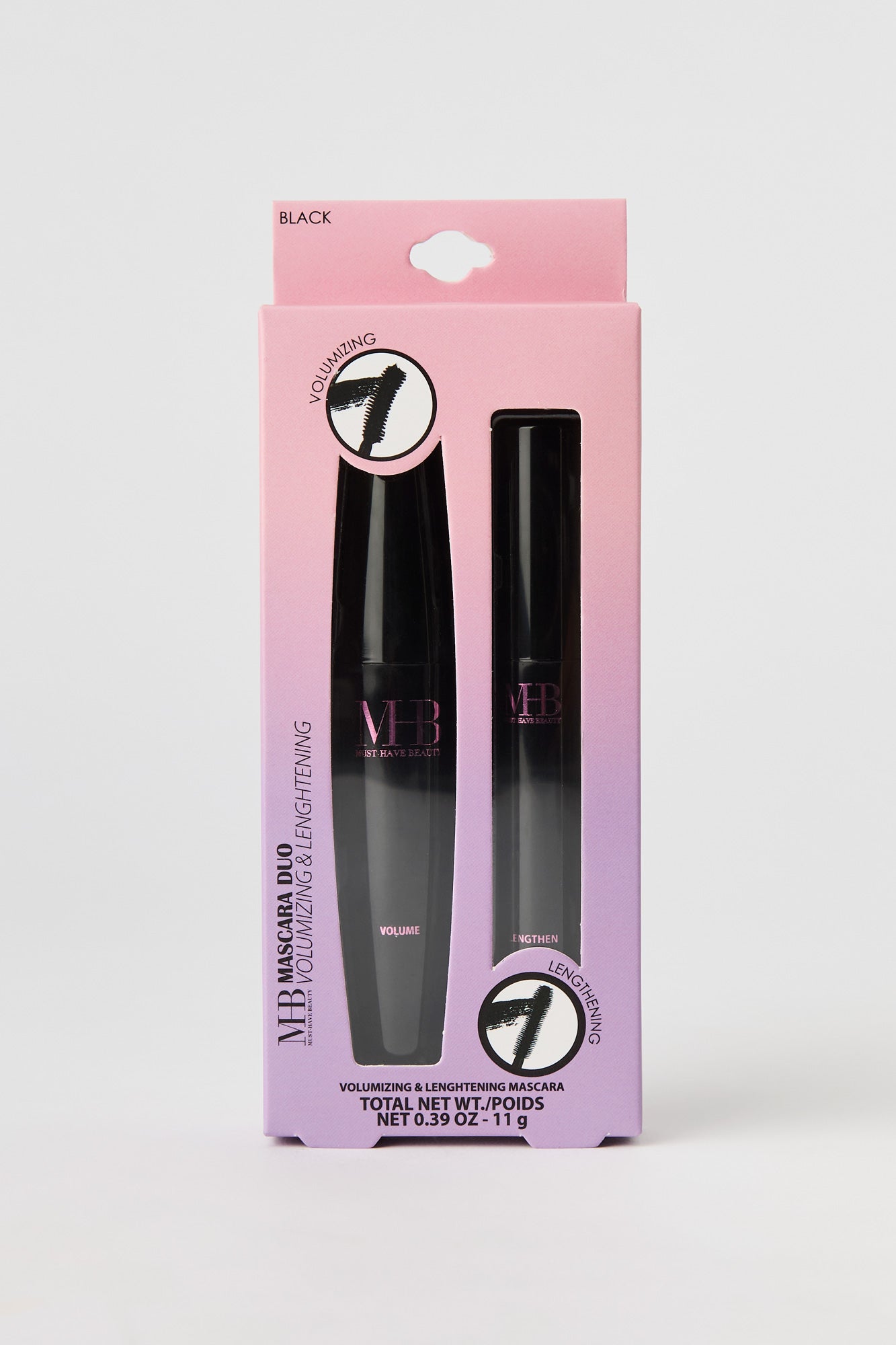 Black Lengthening & Volumizing Mascara Set (2 Pcs)