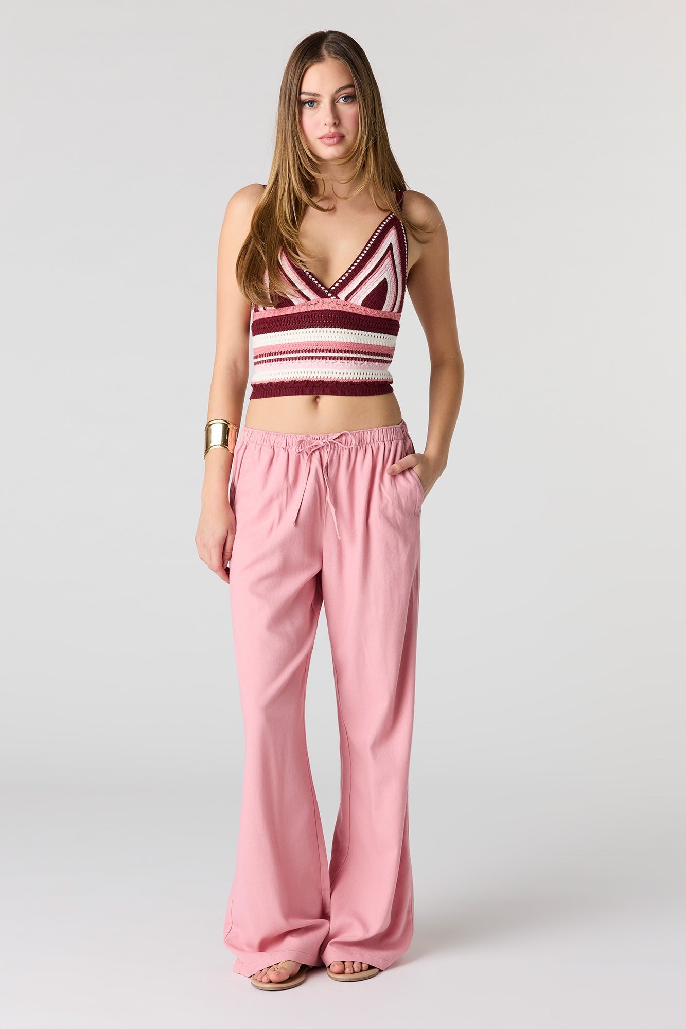 Crochet V-Neck Cropped Tank