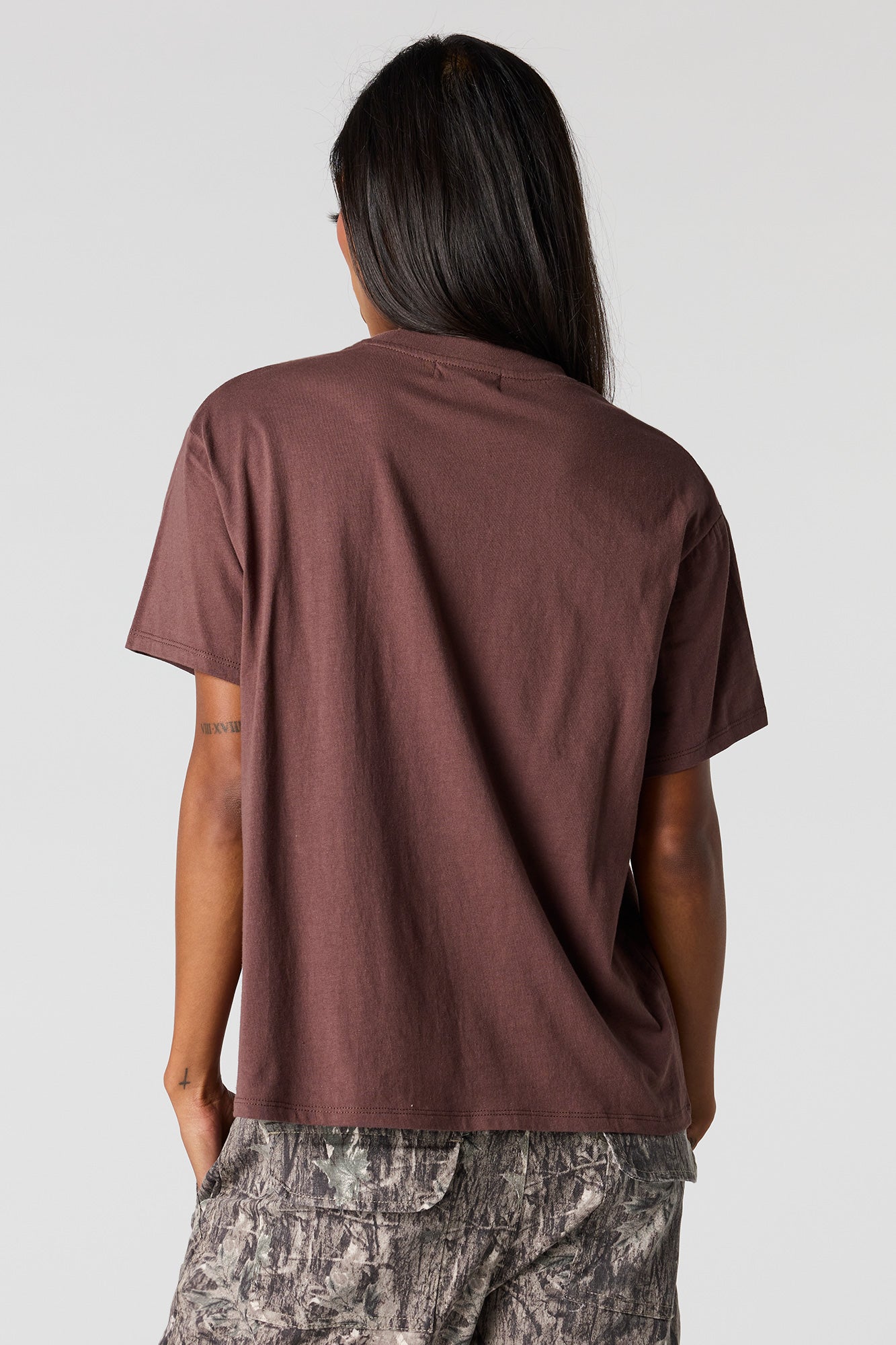 Flocked Print Boxy Boyfriend T-Shirt