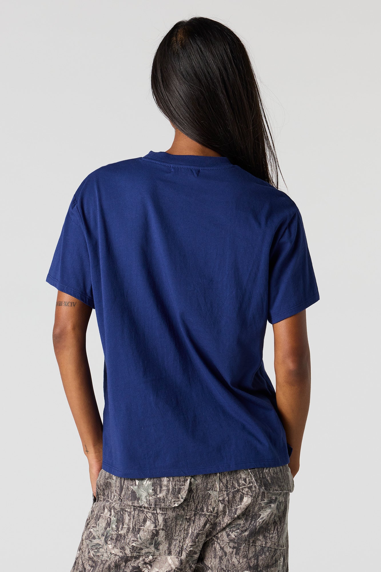 Flocked Print Boxy Boyfriend T-Shirt