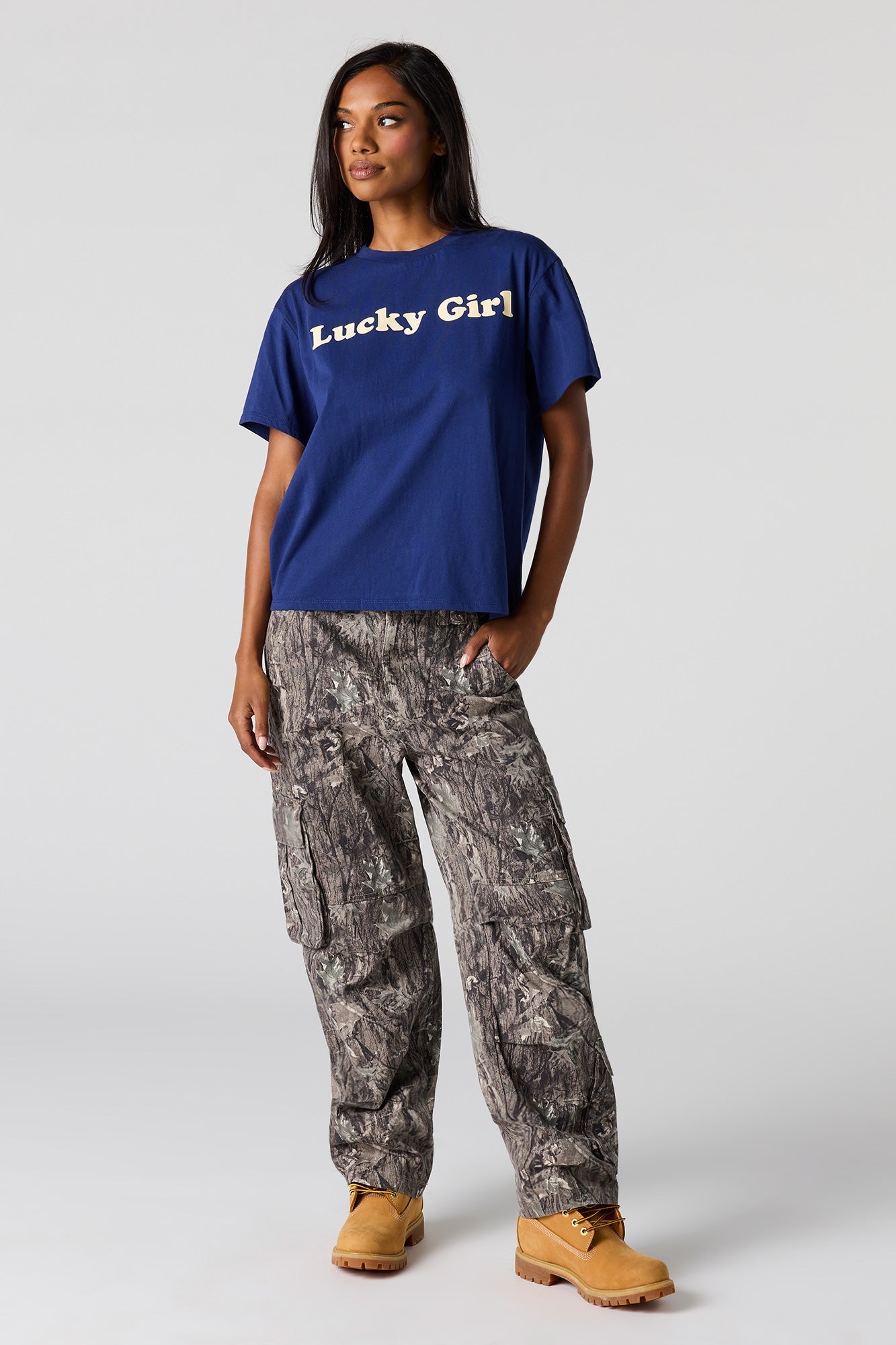 Flocked Print Boxy Boyfriend T-Shirt