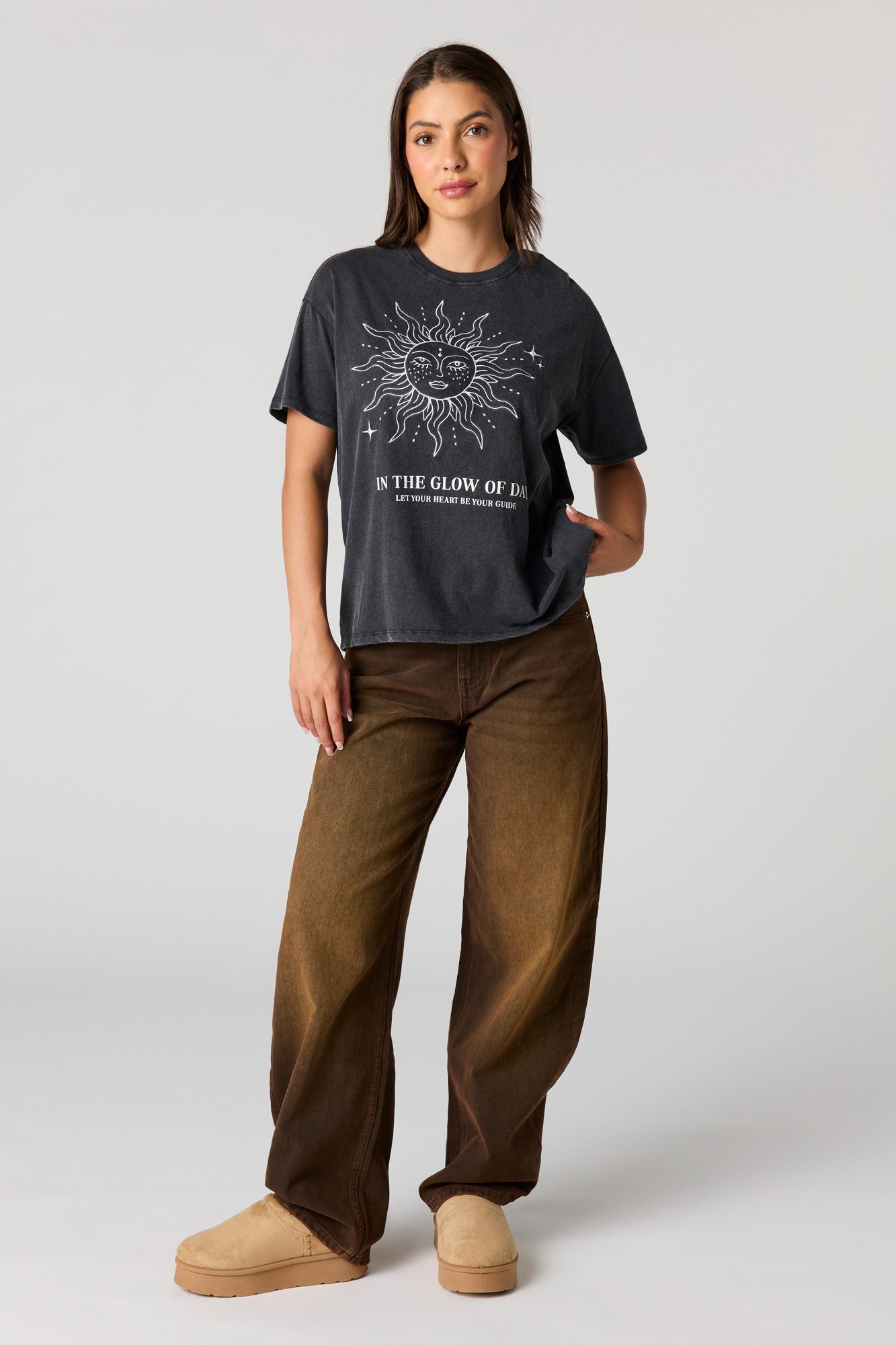 Cosmic Graphic Washed Boyfriend T-Shirt